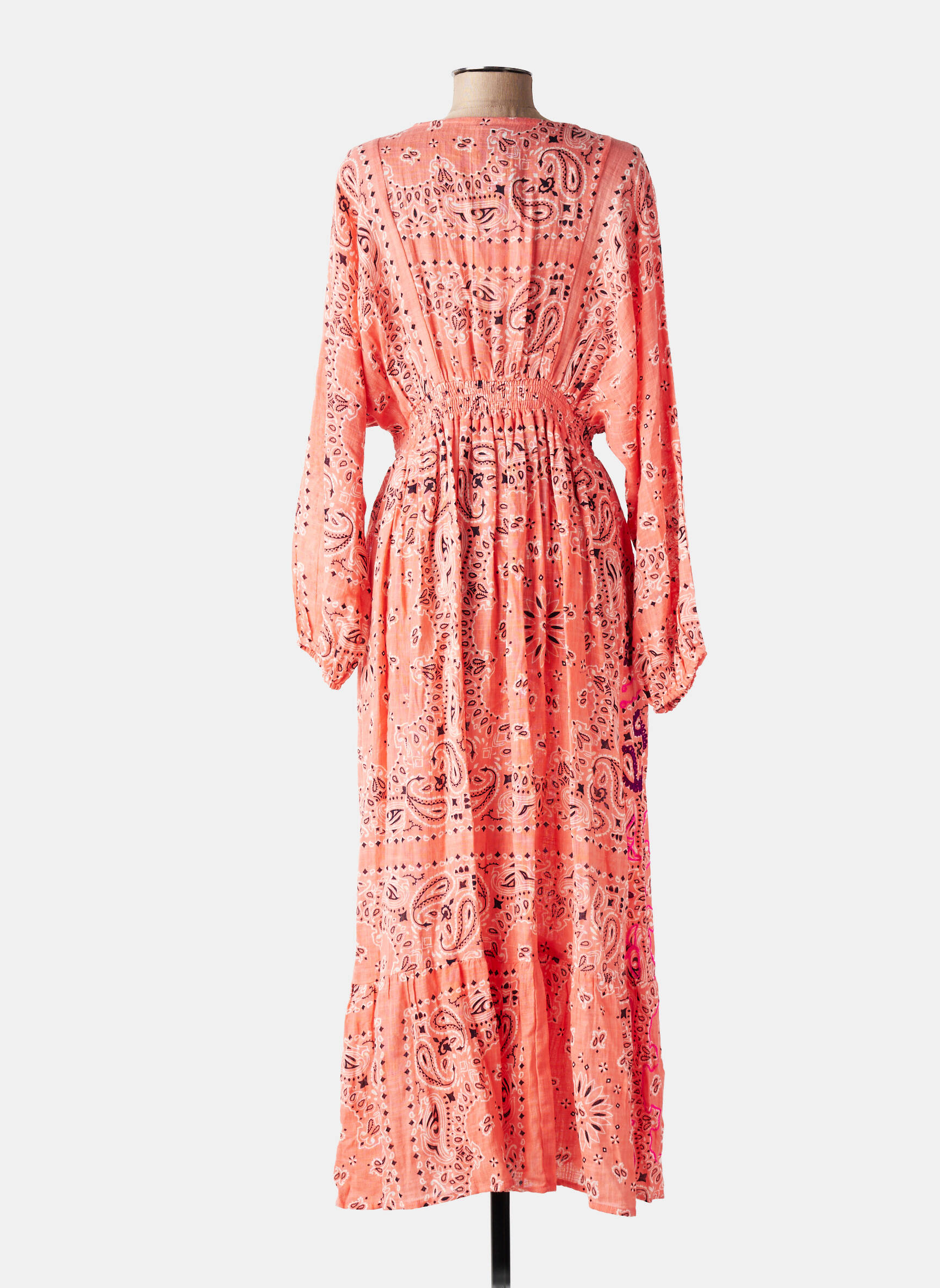 Rochie lungă mâneci lungi mâneci lungi portocalie GOLD&SILVER PARIS femeie