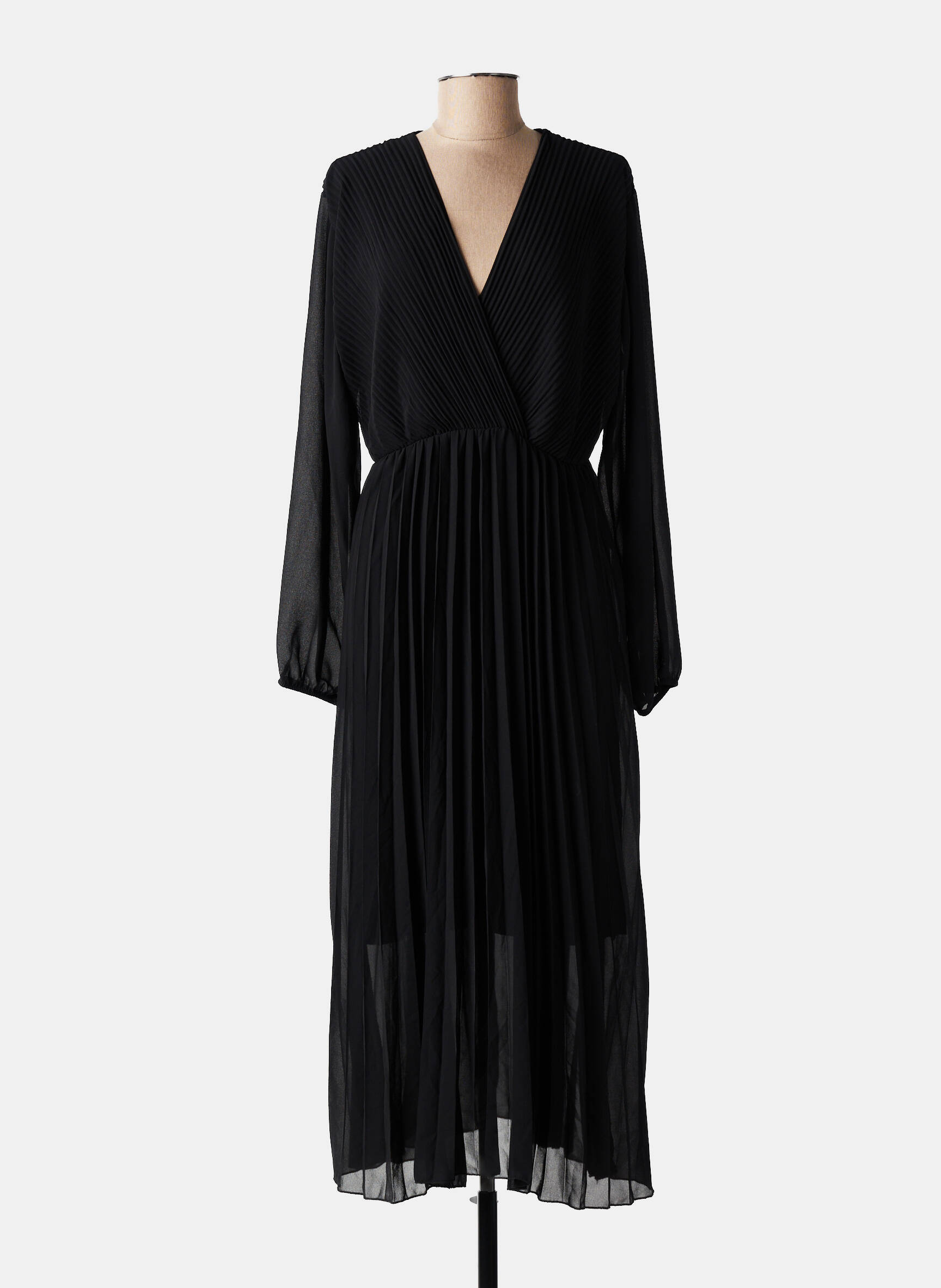 Rochie lungă mâneci lungi mâneci lungi negru C'MELODIE femeie
