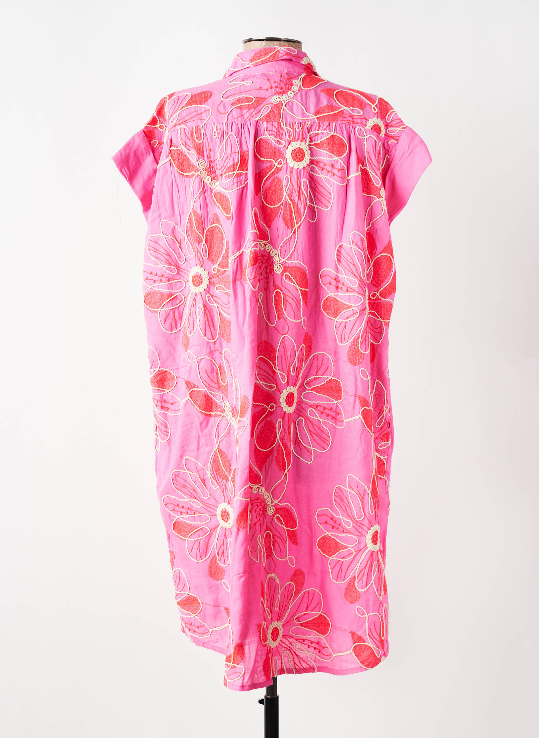 Rochie midi mâneci scurte mâneci scurte roz BIANCA femeie