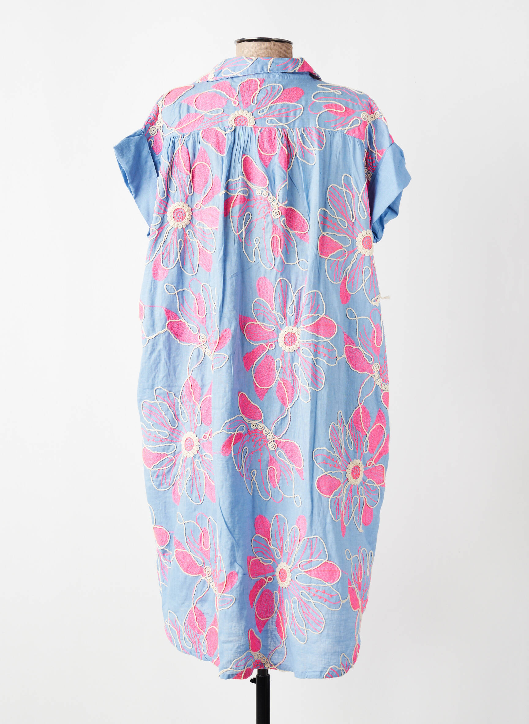 Rochie midi mâneci scurte mâneci scurte albastru BIANCA femeie