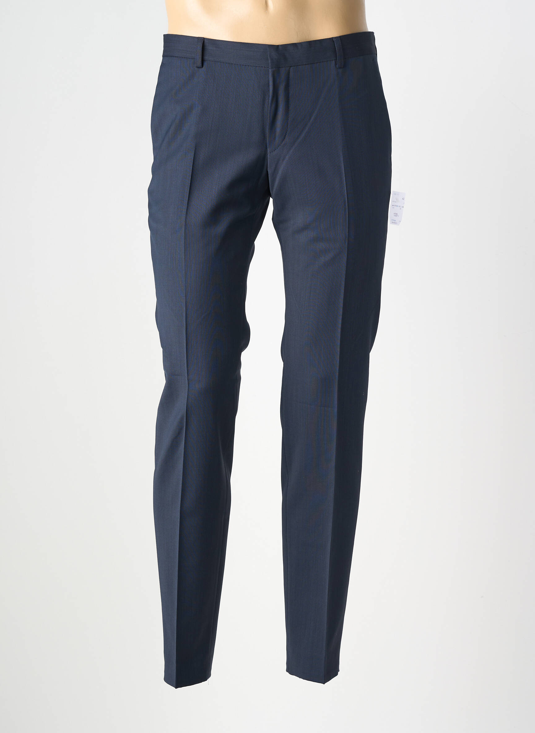 Pantalon slim talie cu cleme mărime normală albastru BENVENUTO bărbat