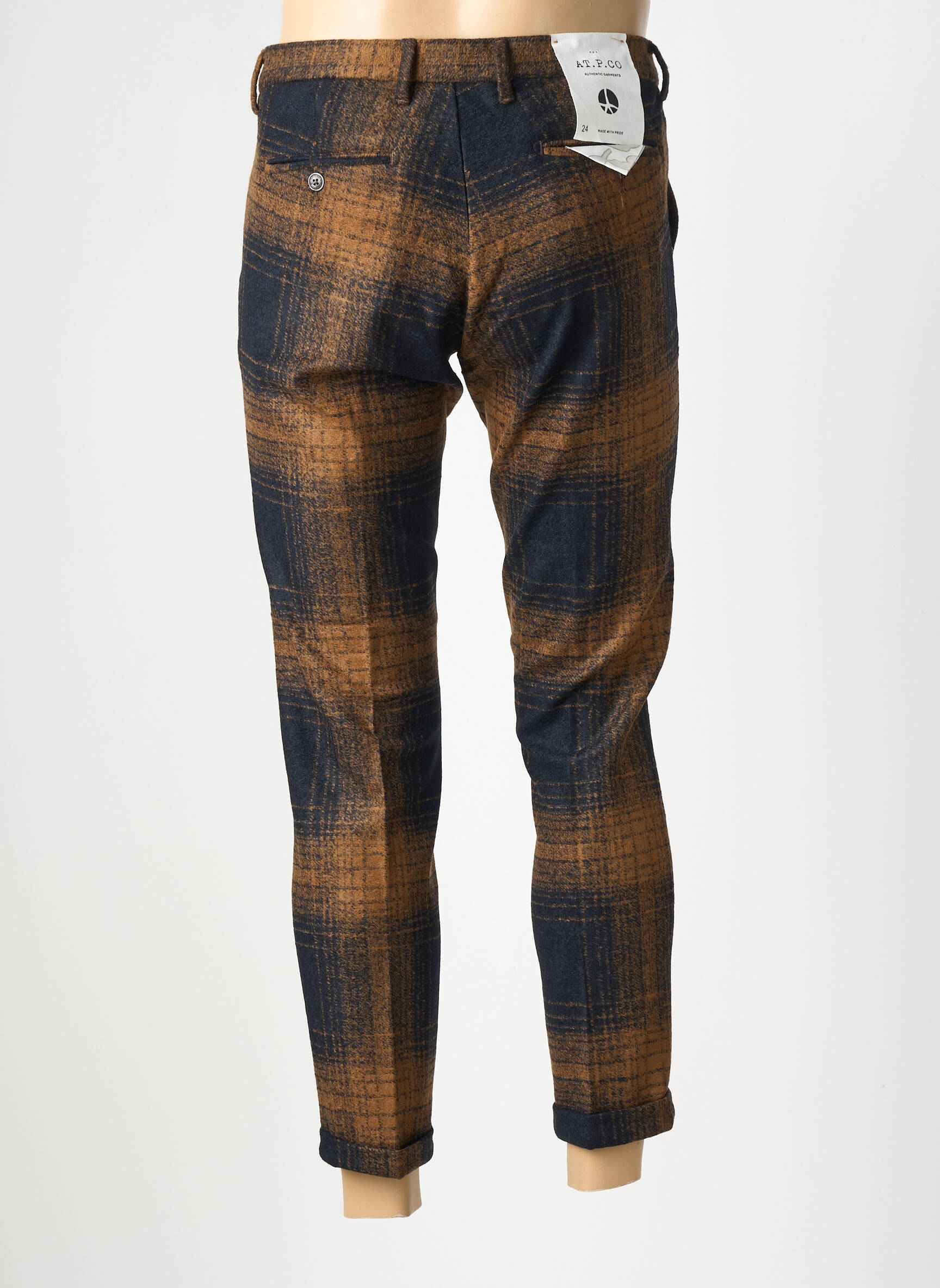Pantalon slim talie cu cleme mărime normală maro AT.P.CO bărbat