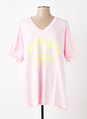 Tricou croială dreaptă mâneci scurte roz E&F femeie
