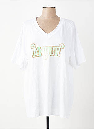 Tricou croială dreaptă mâneci scurte alb E&F femeie