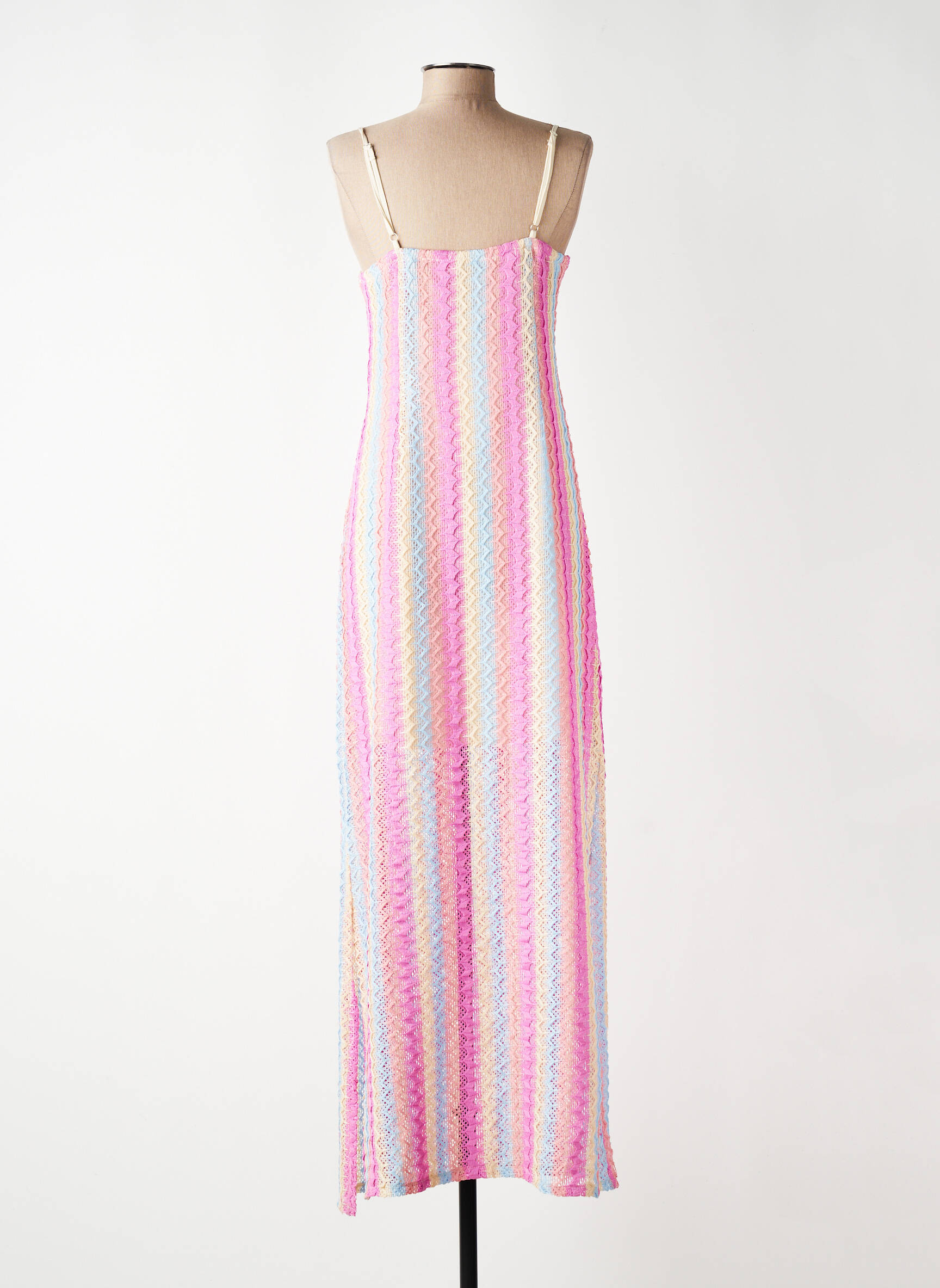 Rochie lungă croială cambrată bretele subțiri roz COUTUREVE femeie