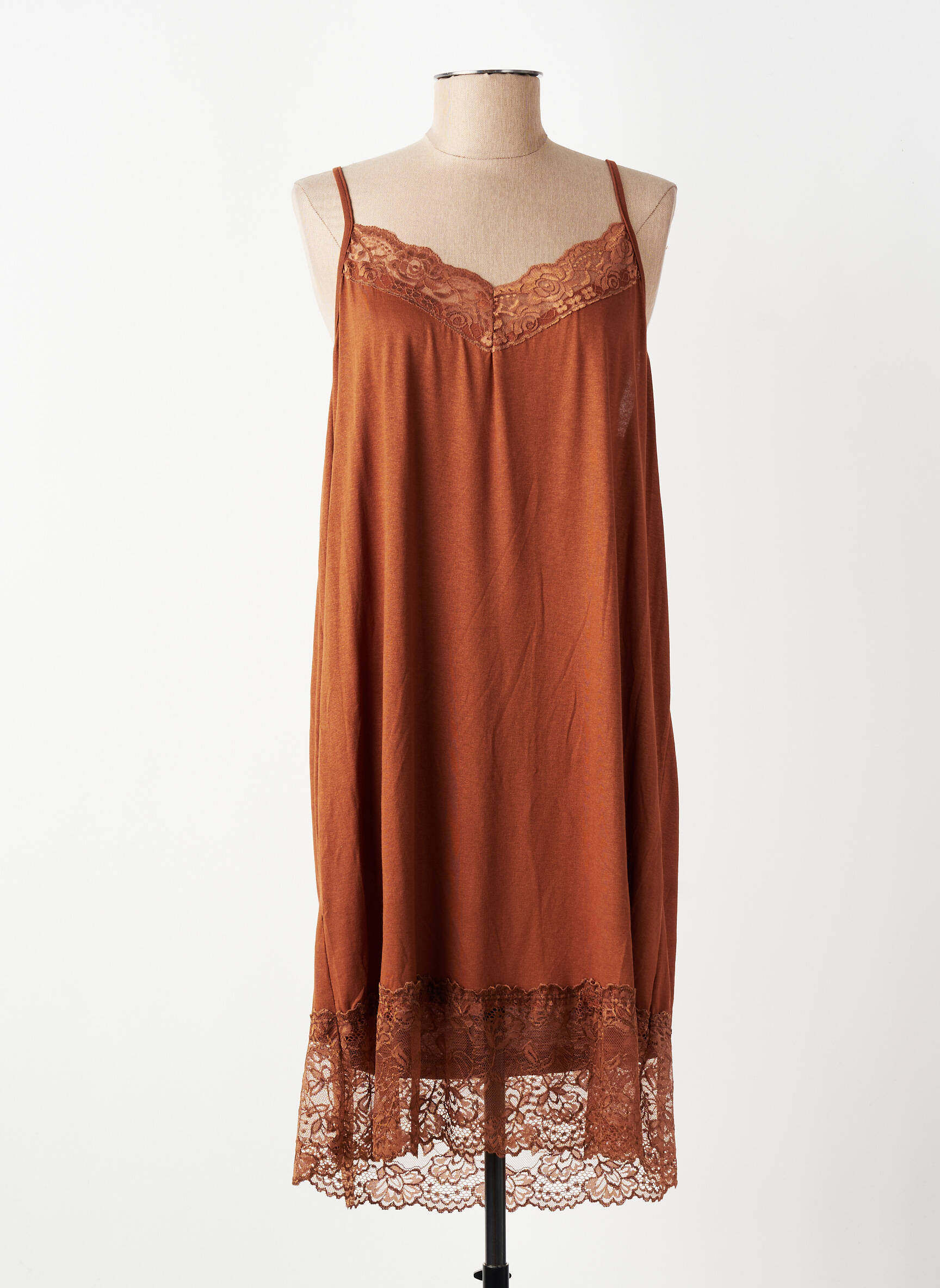 Jupon/fond de rochie broderie maro E&F femeie