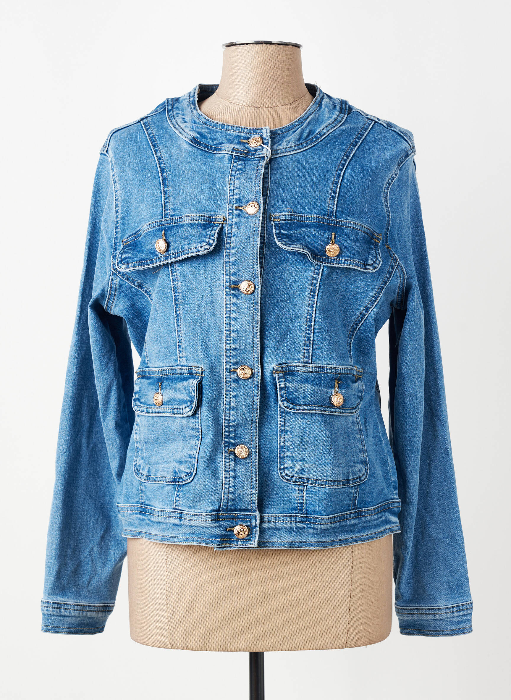 Jachete casual guler rotund albastru G-SMACK femeie