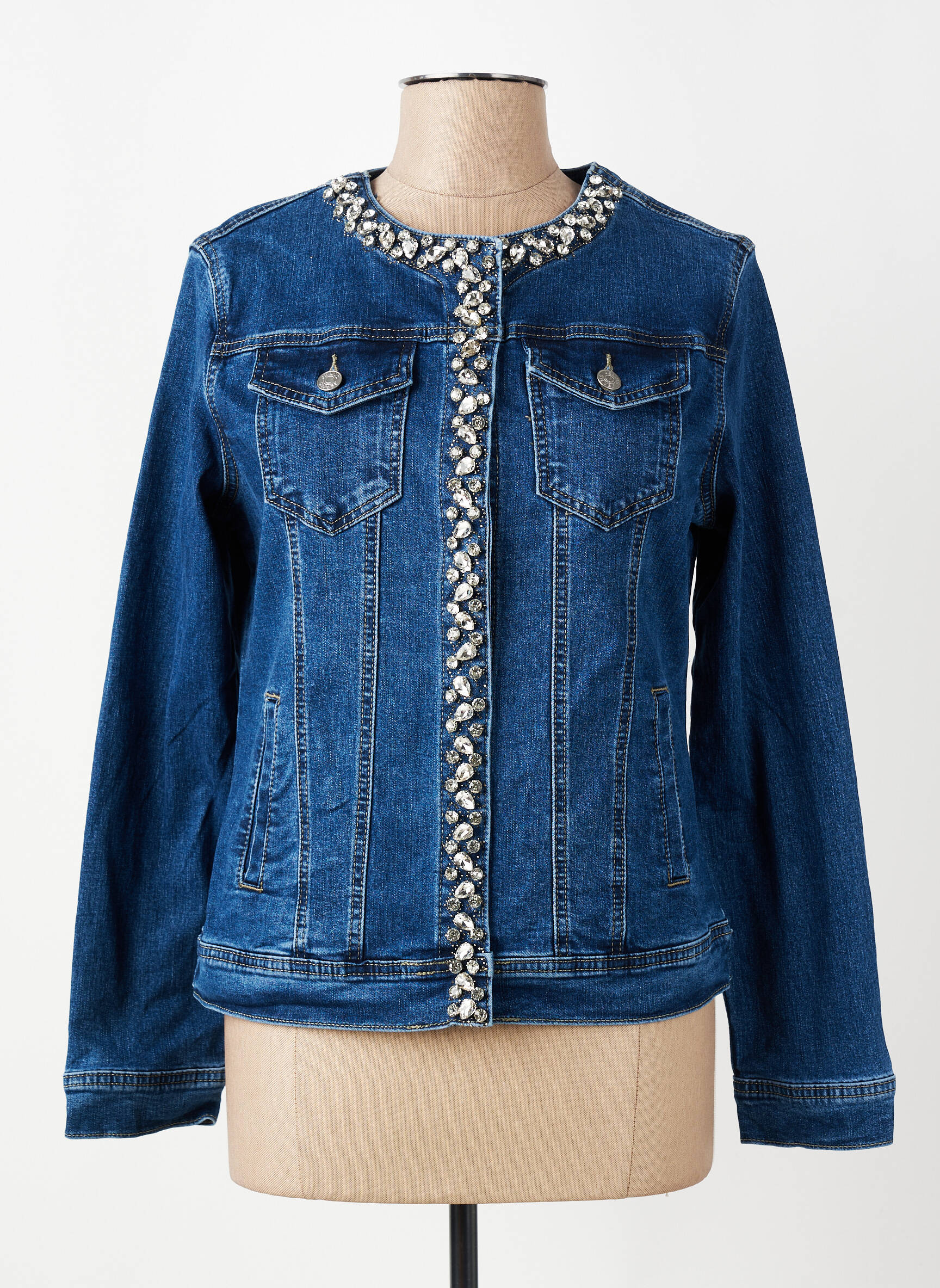 Jachete casual guler rotund albastru G-SMACK femeie