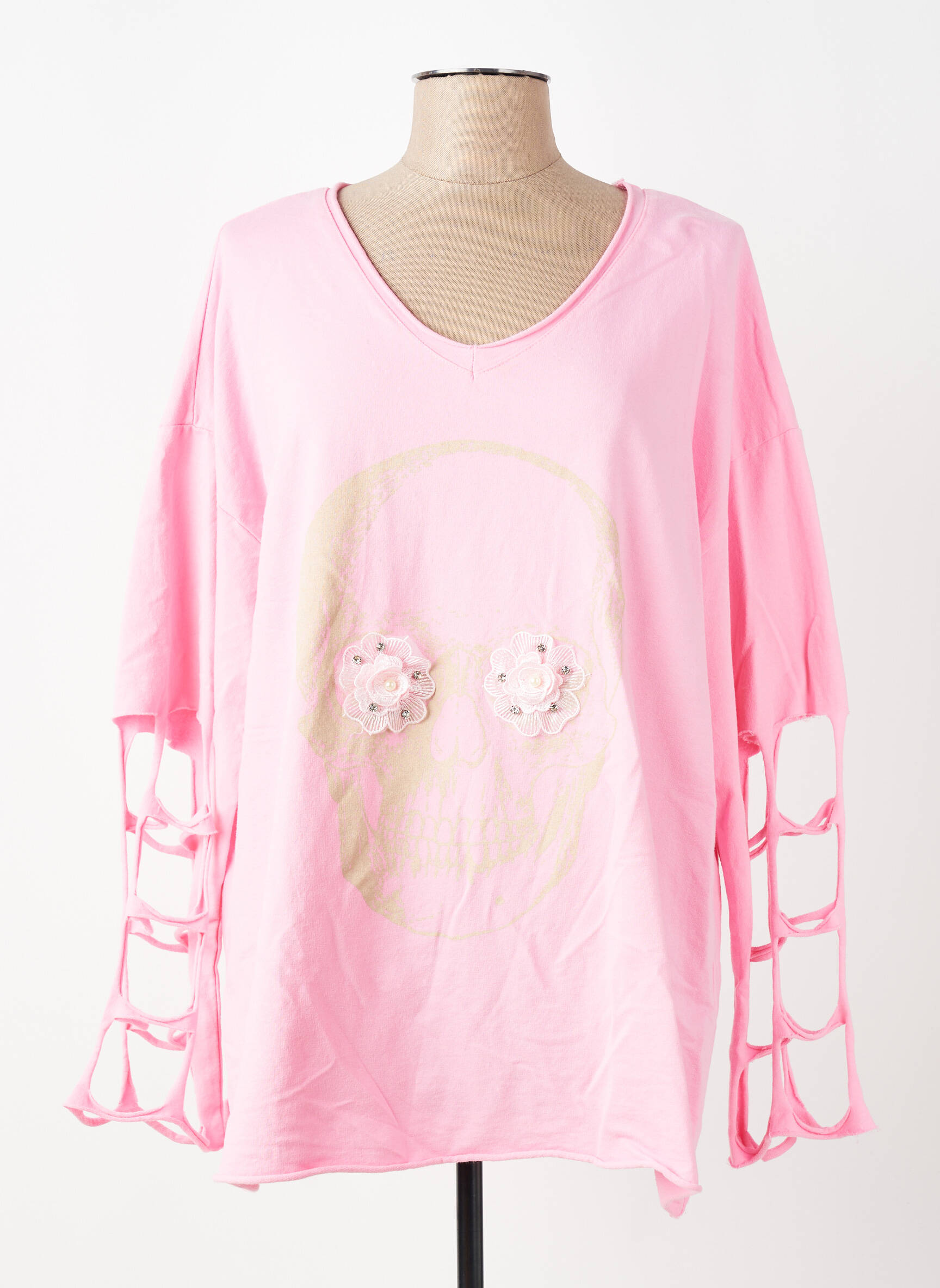 Top elasticitate mâneci lungi roz deschis E&F femeie