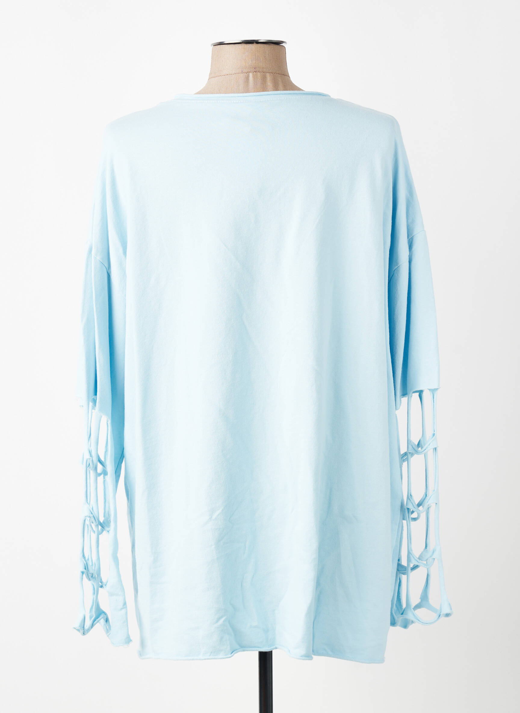 Top elasticitate mâneci lungi albastru E&F femeie