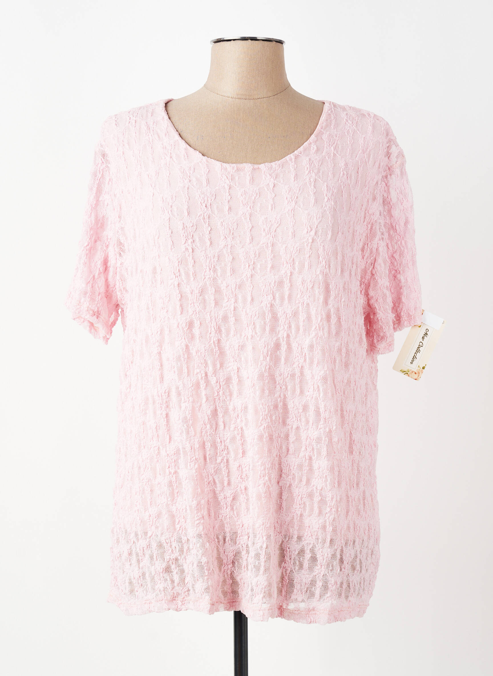 Top elasticitate mâneci scurte roz NEW COLLECTION femeie