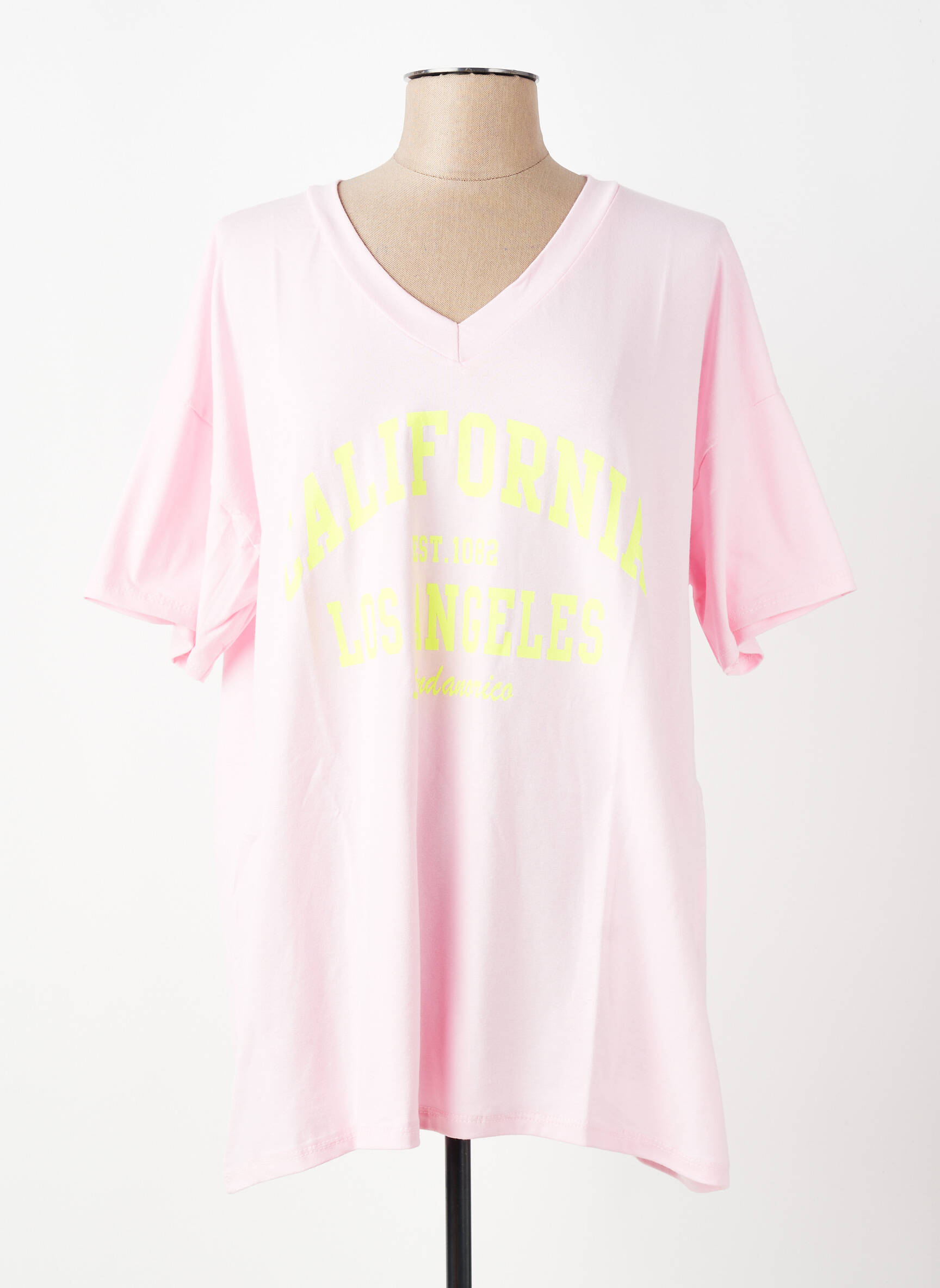 Tricou croială dreaptă mâneci scurte roz E&F femeie