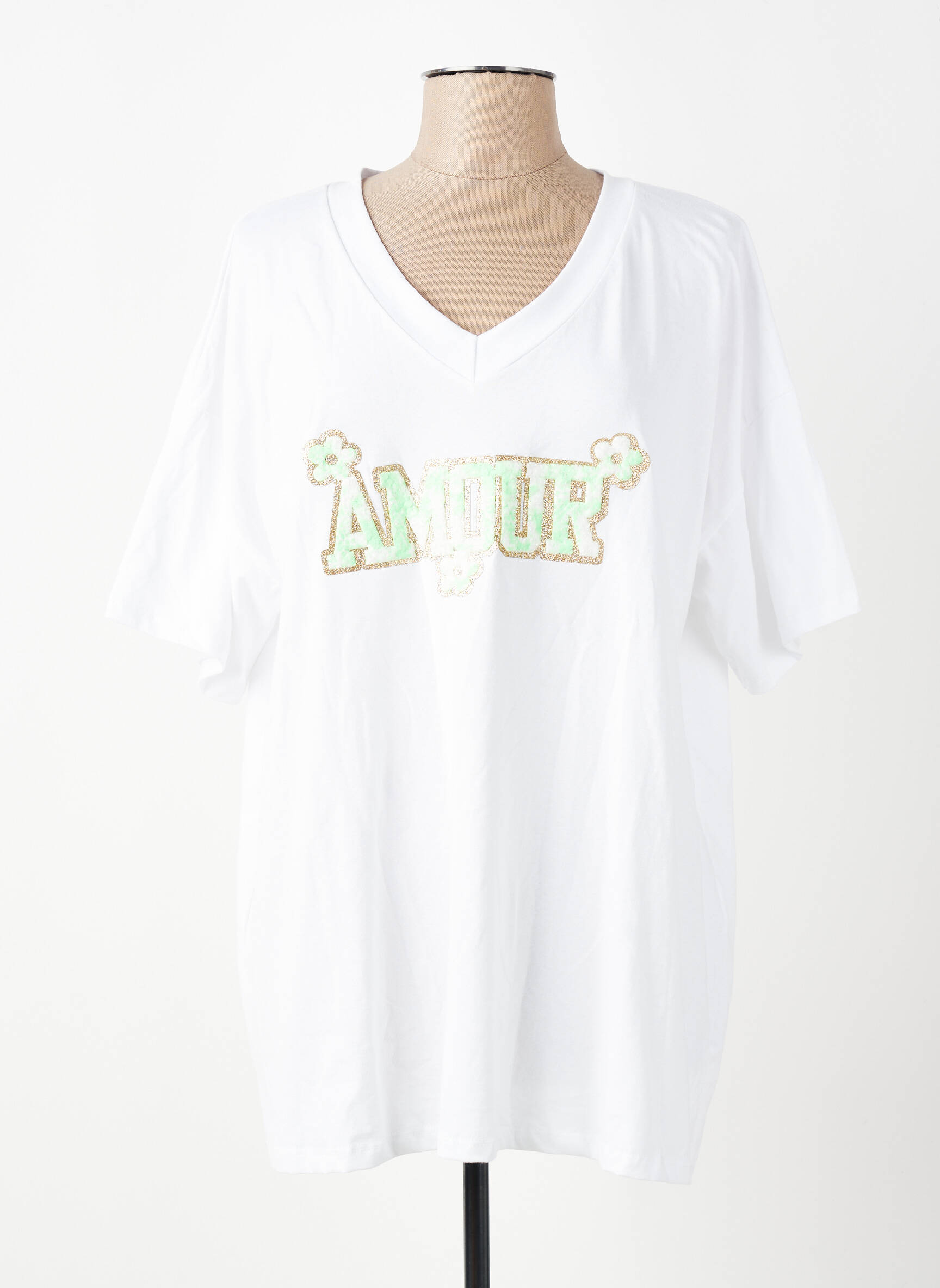 Tricou croială dreaptă mâneci scurte alb E&F femeie