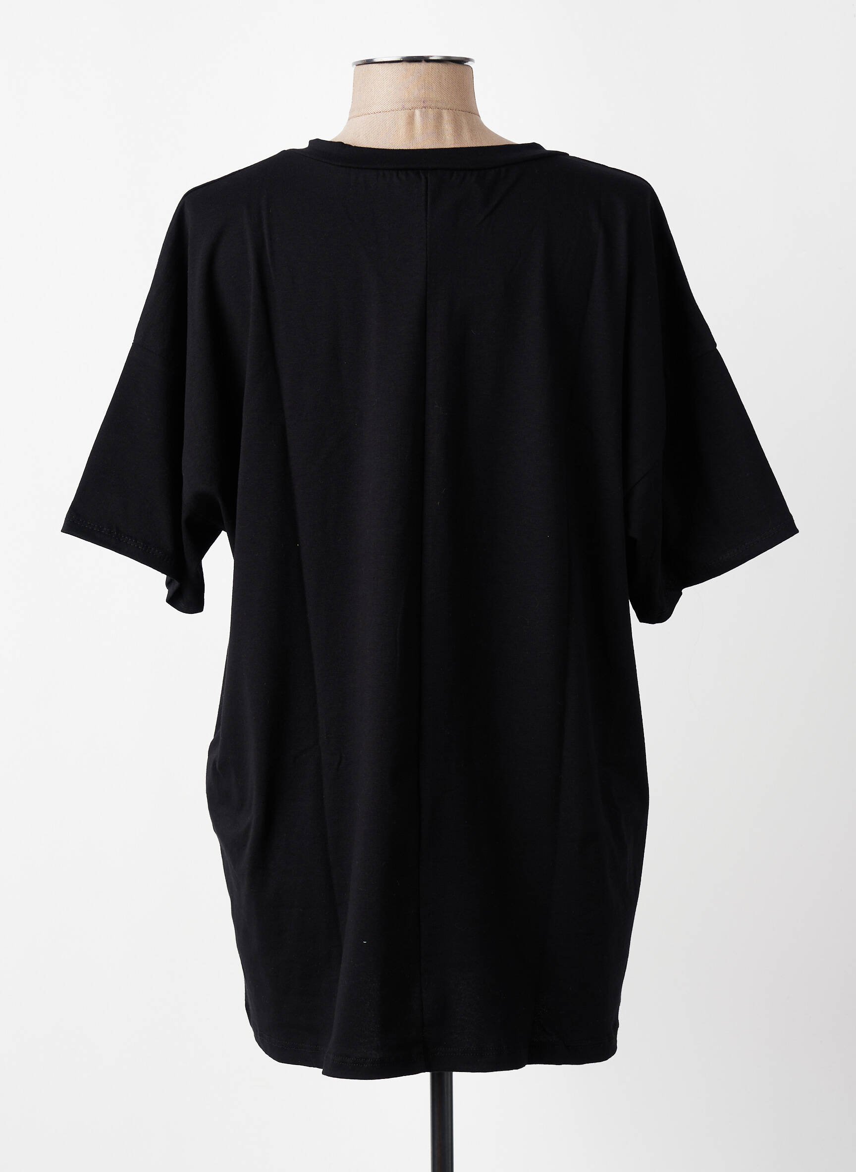Tricou croială dreaptă mâneci scurte negru E&F femeie