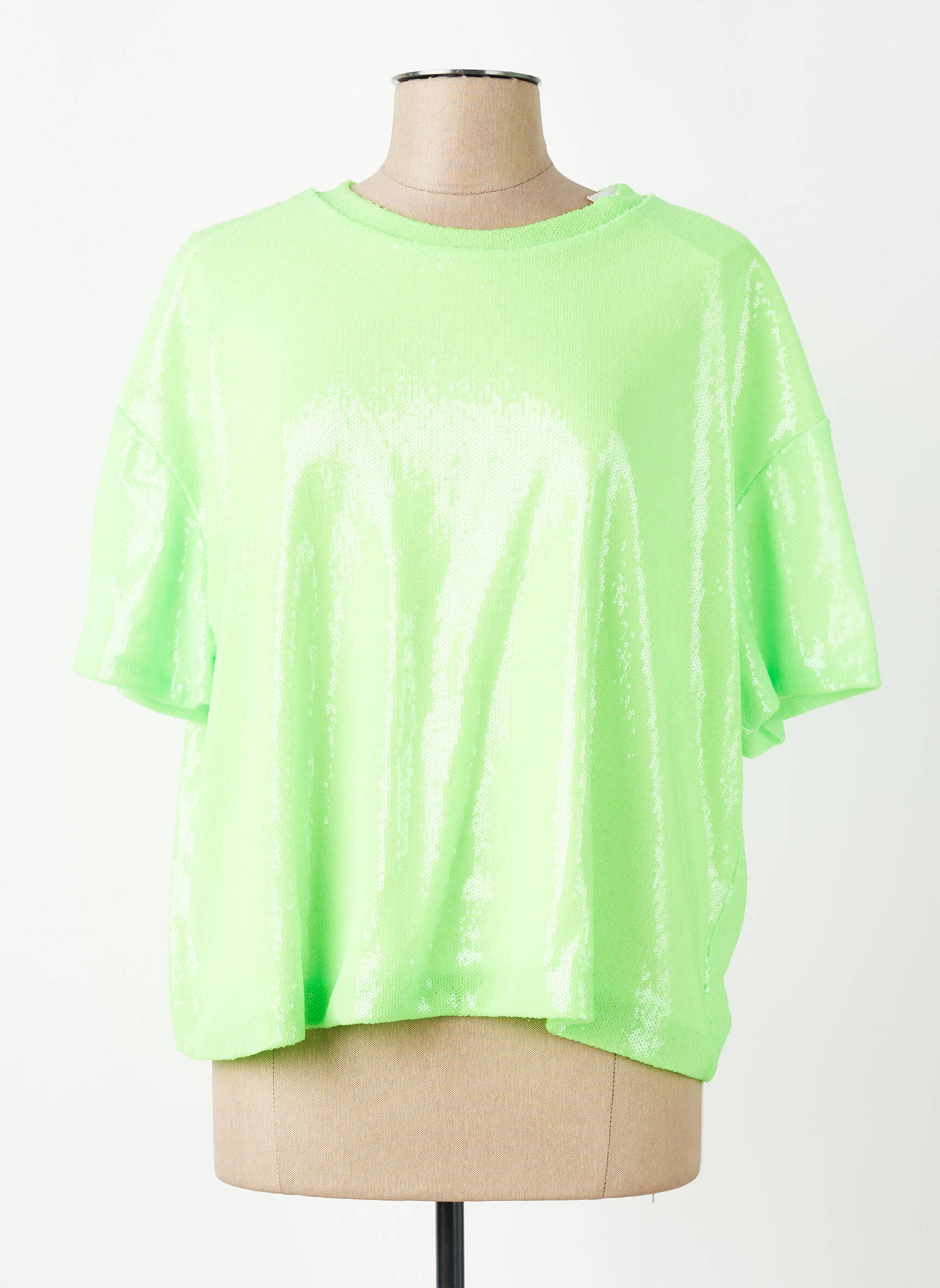 Top croială fluidă mâneci scurte verde AMY&CLO femeie