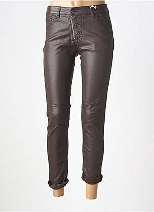 Pantalon slim țesătură acoperită mărime normală maro MELLY & CO femeie
