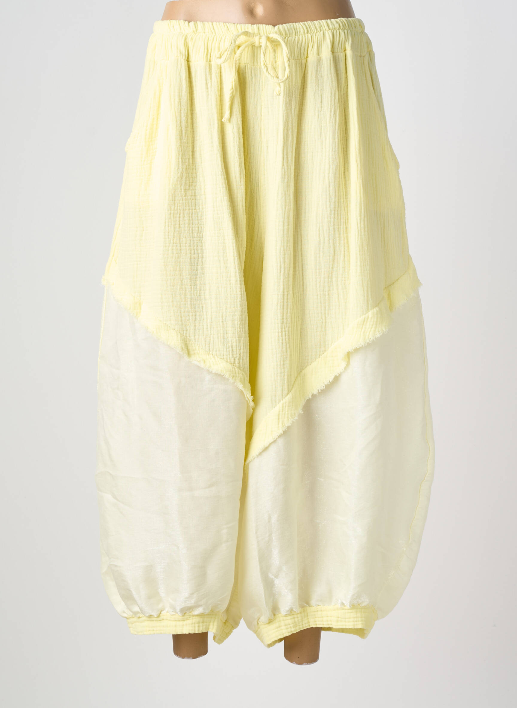 Pantalon 7/8 talie elastică mărime normală galben NEW COLLECTION femeie
