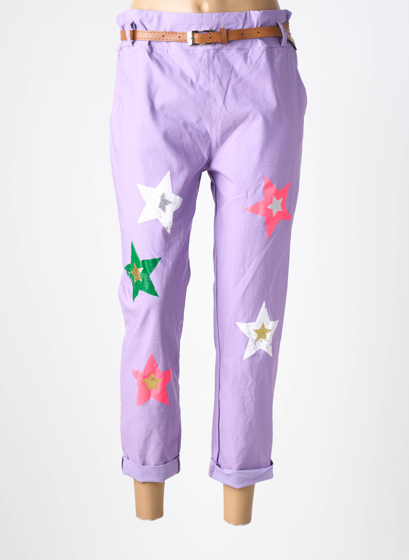 Pantalon 7/8 elasticitate mărime normală violet MADE IN ITALY femeie