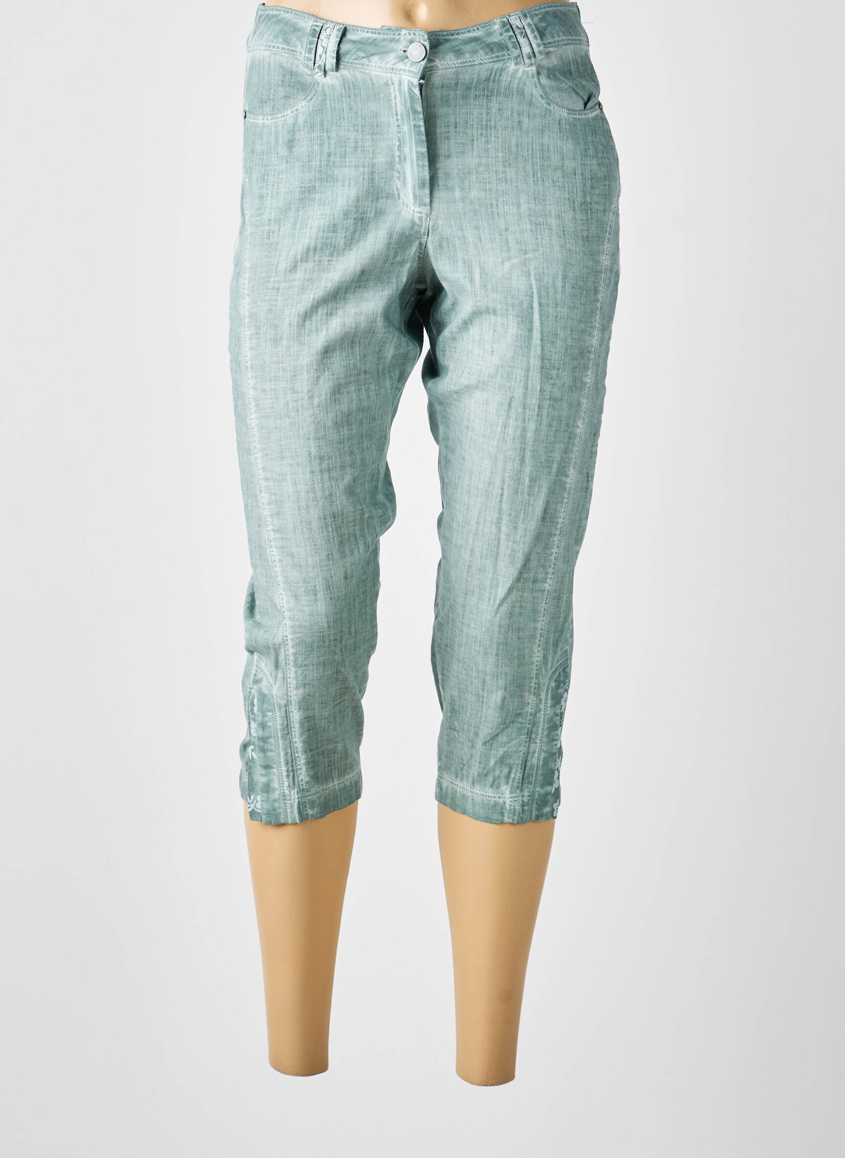 Pantalon trei sferturi talie elastică mărime normală verde MERI & ESCA femeie