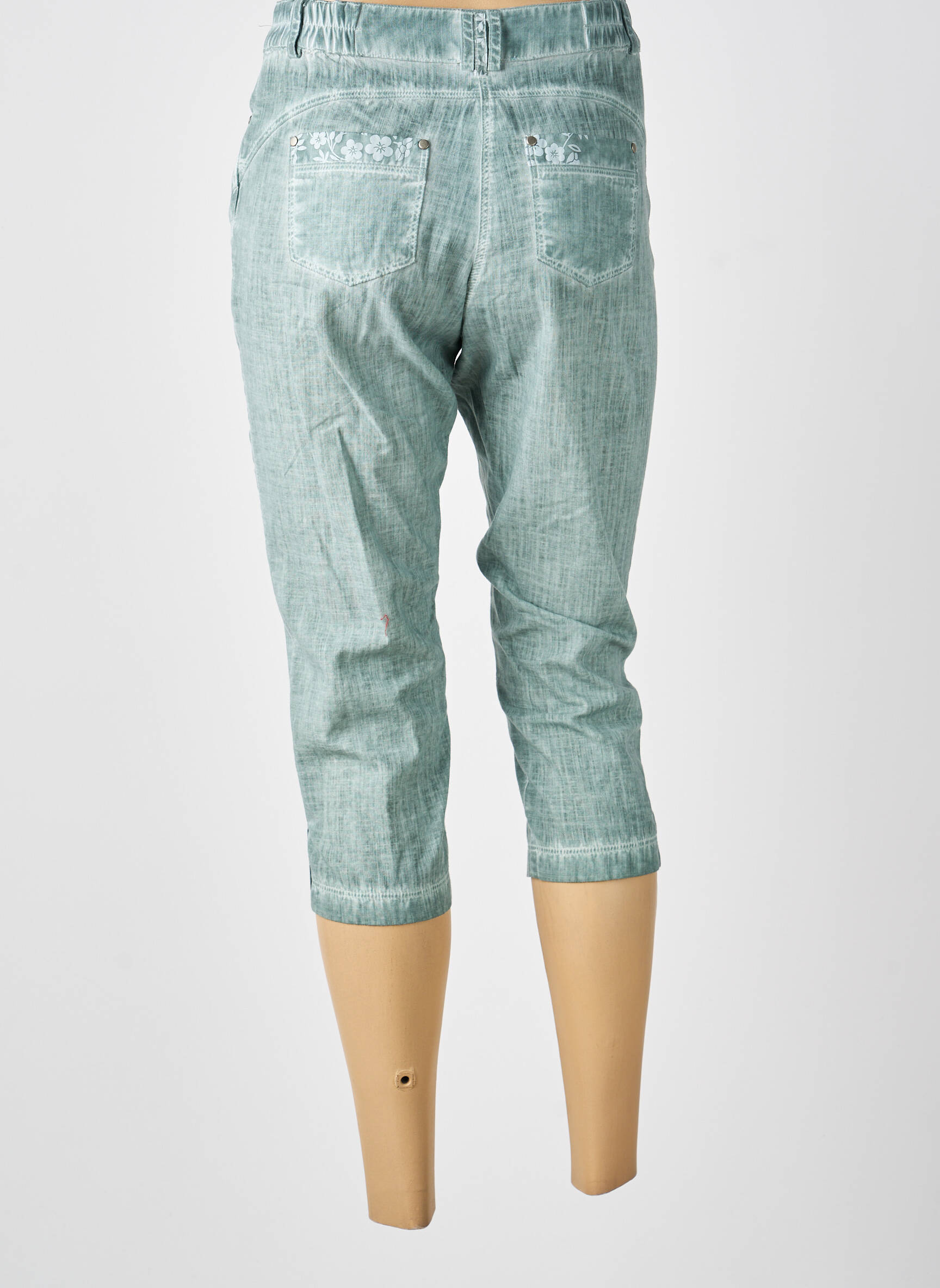 Pantalon trei sferturi talie elastică mărime normală verde MERI & ESCA femeie