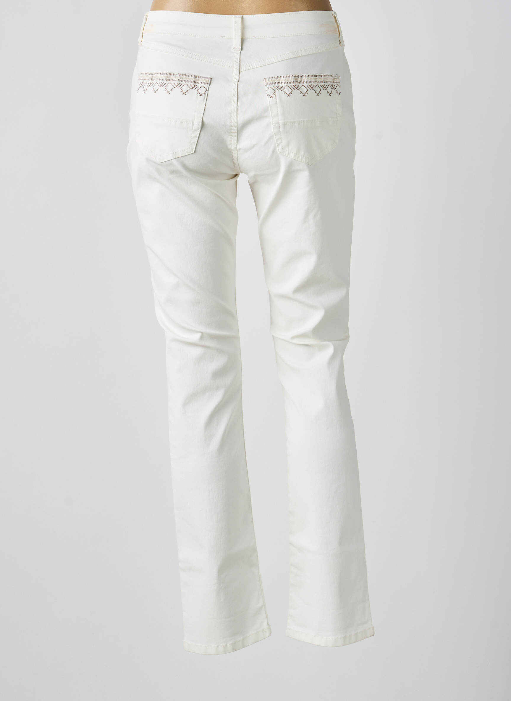 Pantalon slim țesătură poplin mărime normală alb MERI & ESCA femeie
