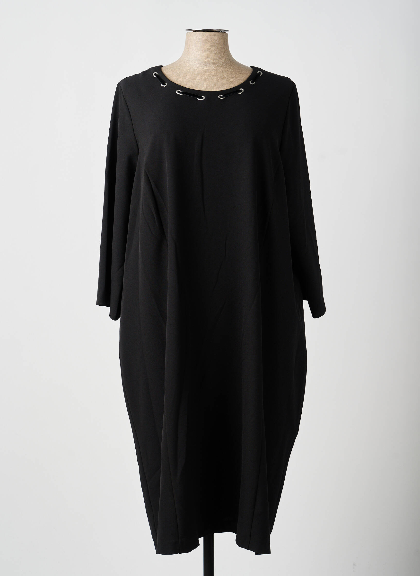 Rochie midi țesătură crep mâneci lungi negru GUY DUBOUIS femeie