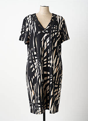 Rochie midi imprimeu fantezie mâneci scurte negru JOSEPH RIBKOFF femeie