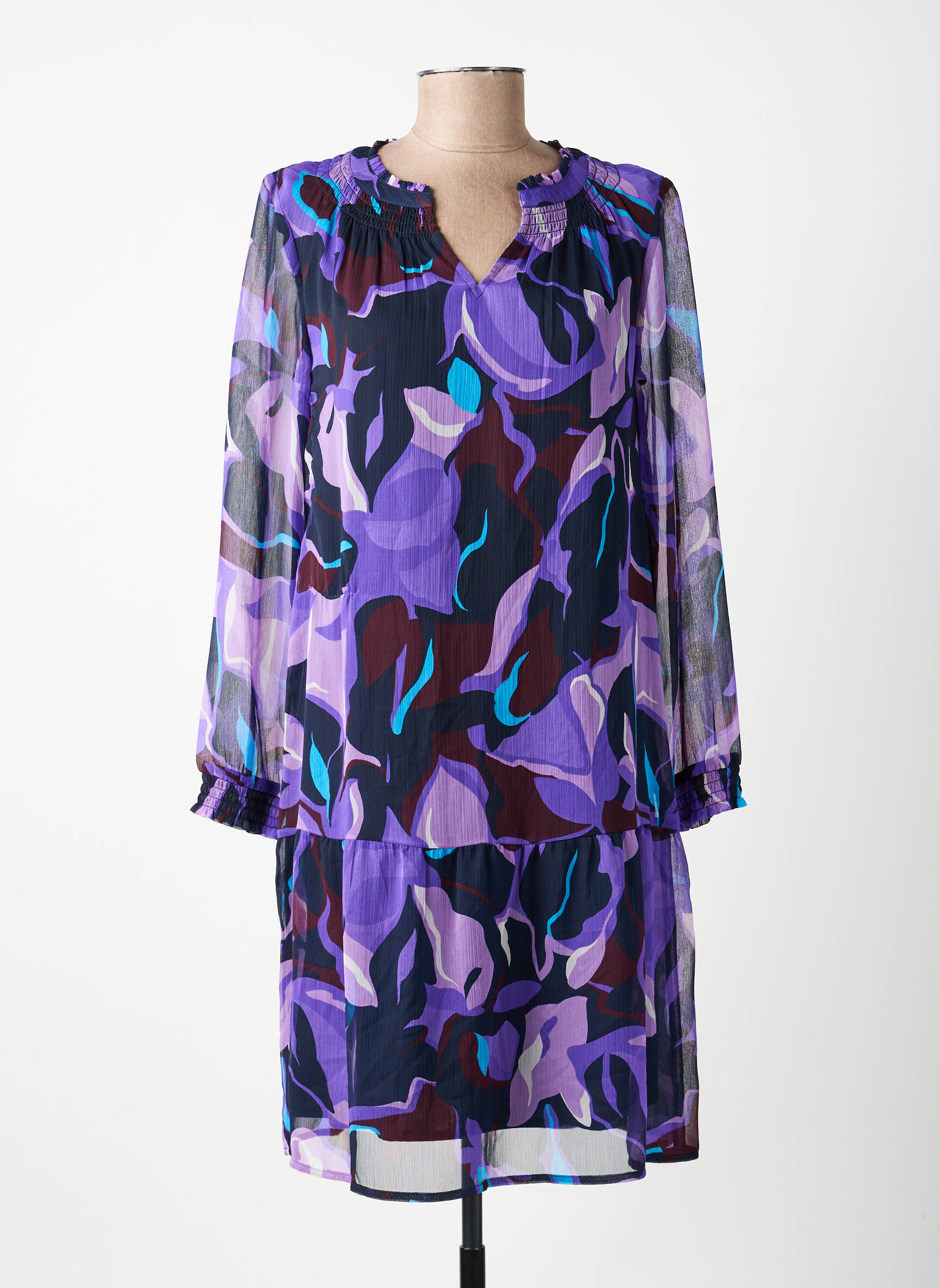 Rochie midi croială fluidă mâneci lungi violet STREET ONE femeie