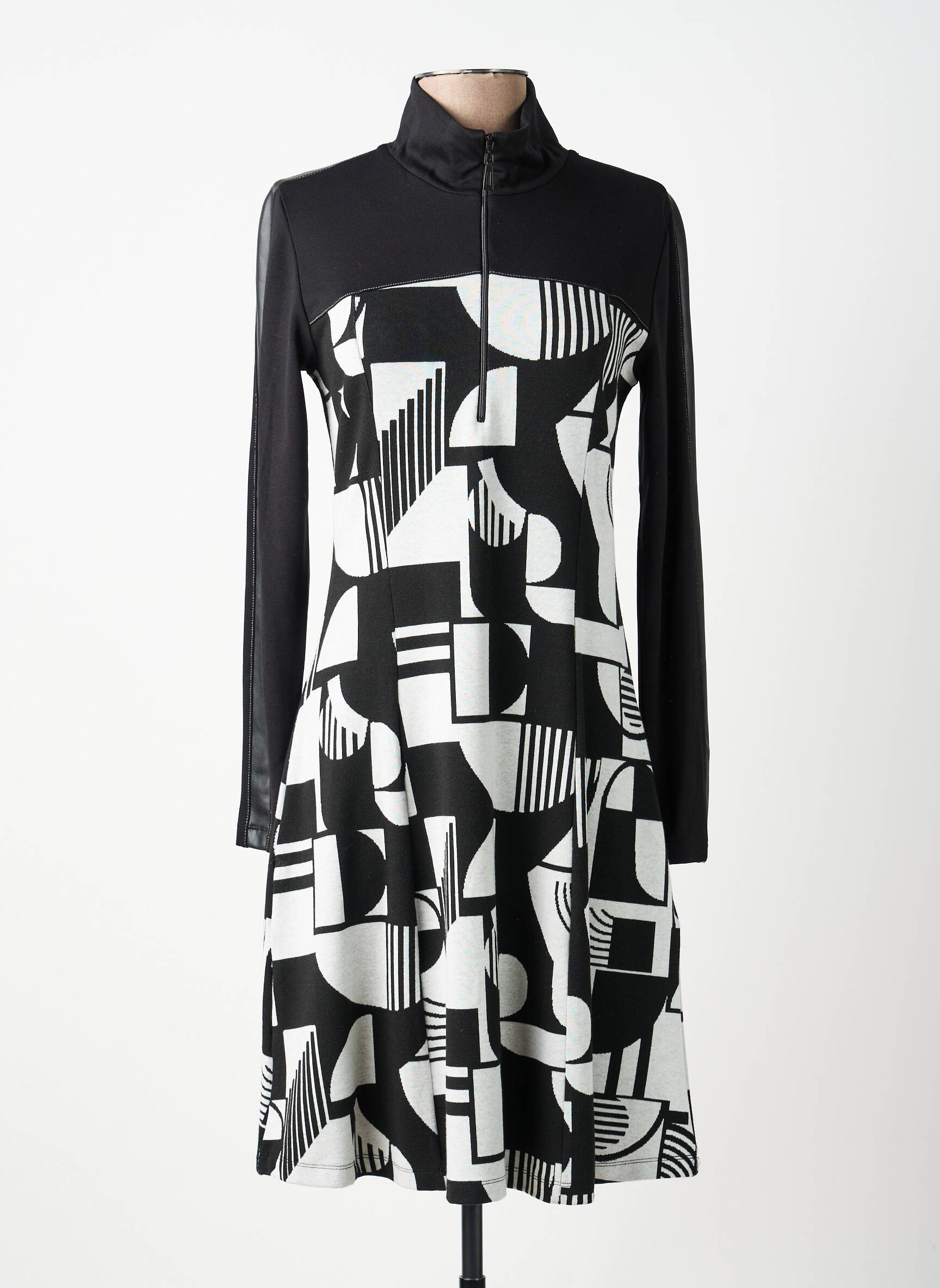 Rochie midi mâneci lungi mâneci lungi negru DOLCEZZA femeie