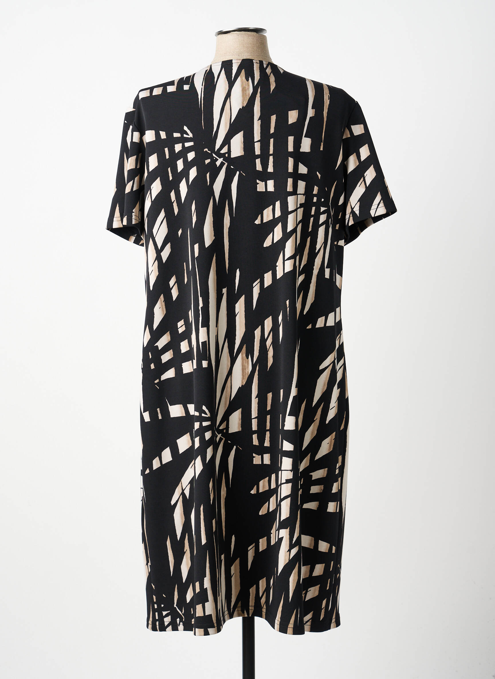 Rochie midi imprimeu fantezie mâneci scurte negru JOSEPH RIBKOFF femeie