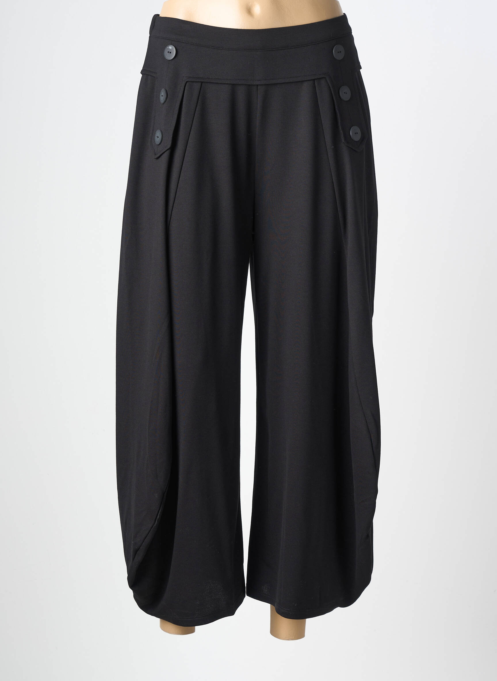 Pantalon larg țesătură poplin mărime normală negru EVER SASSY femeie