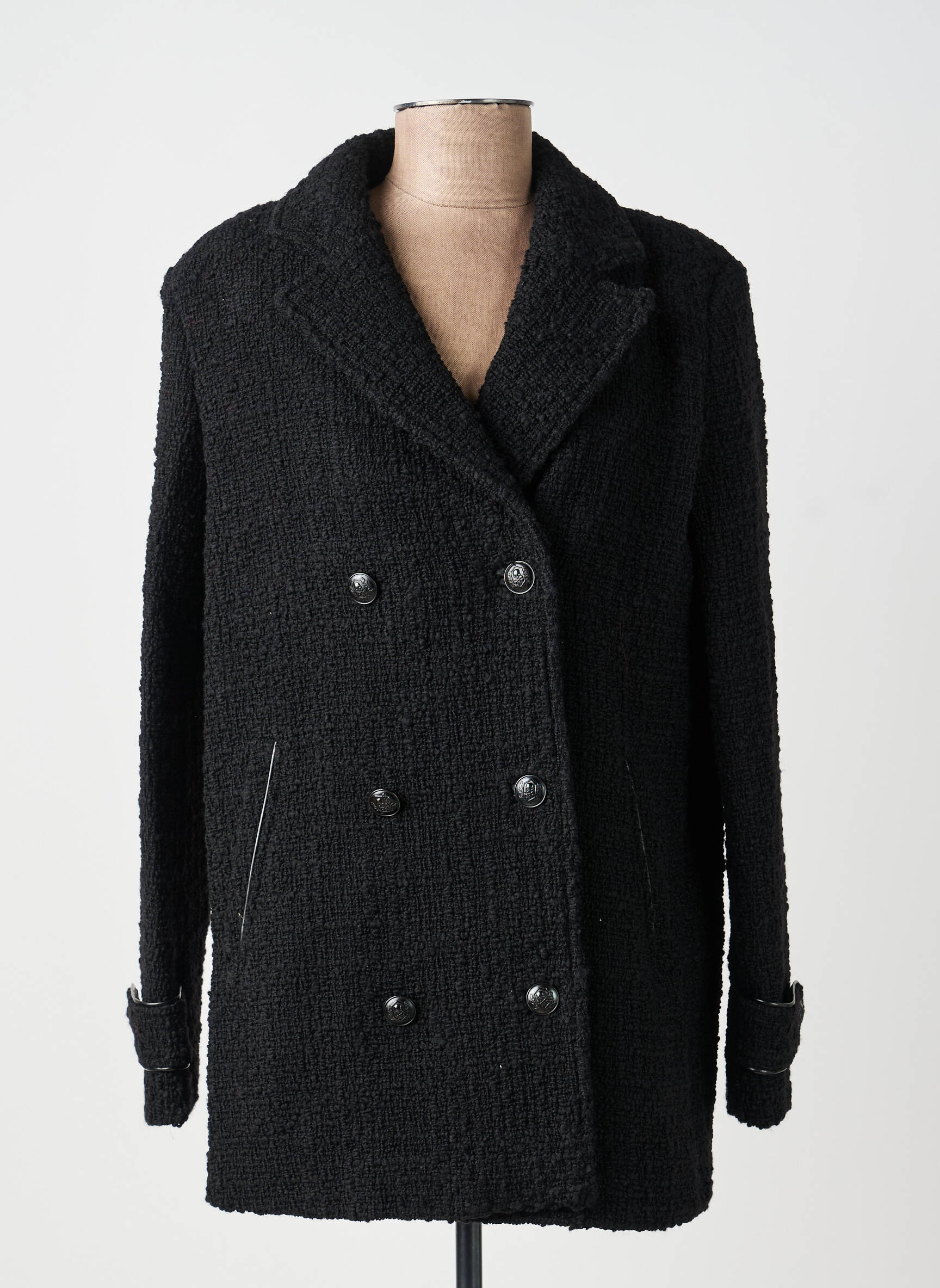 Palton scurt croială dreaptă fără glugă negru THE KOOPLES femeie