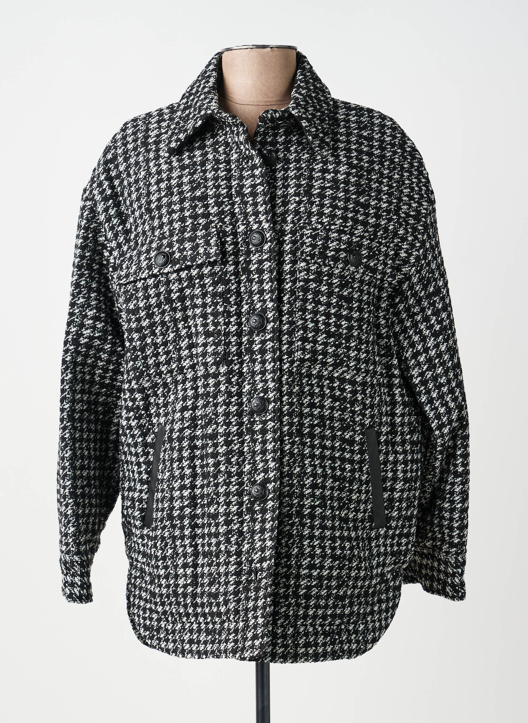Palton scurt croială dreaptă fără glugă negru THE KOOPLES femeie