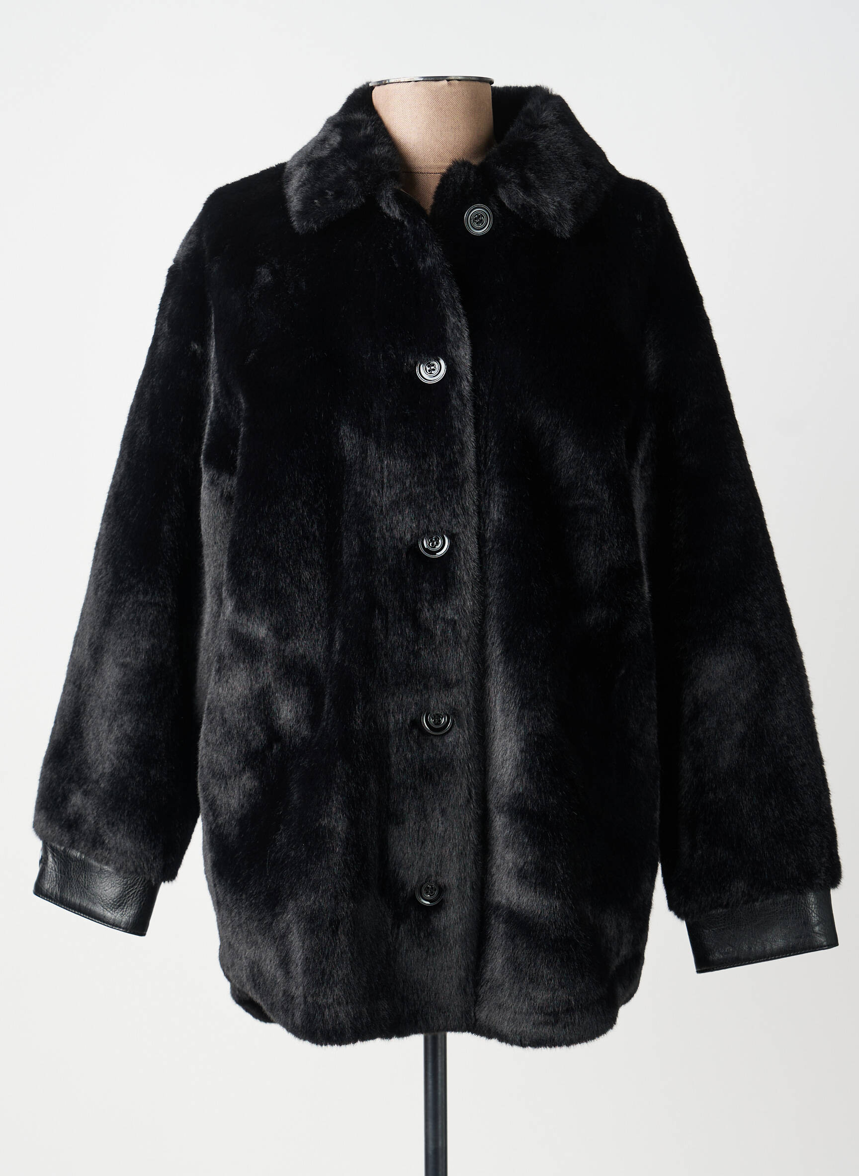 Palton scurt croială dreaptă fără glugă negru THE KOOPLES femeie