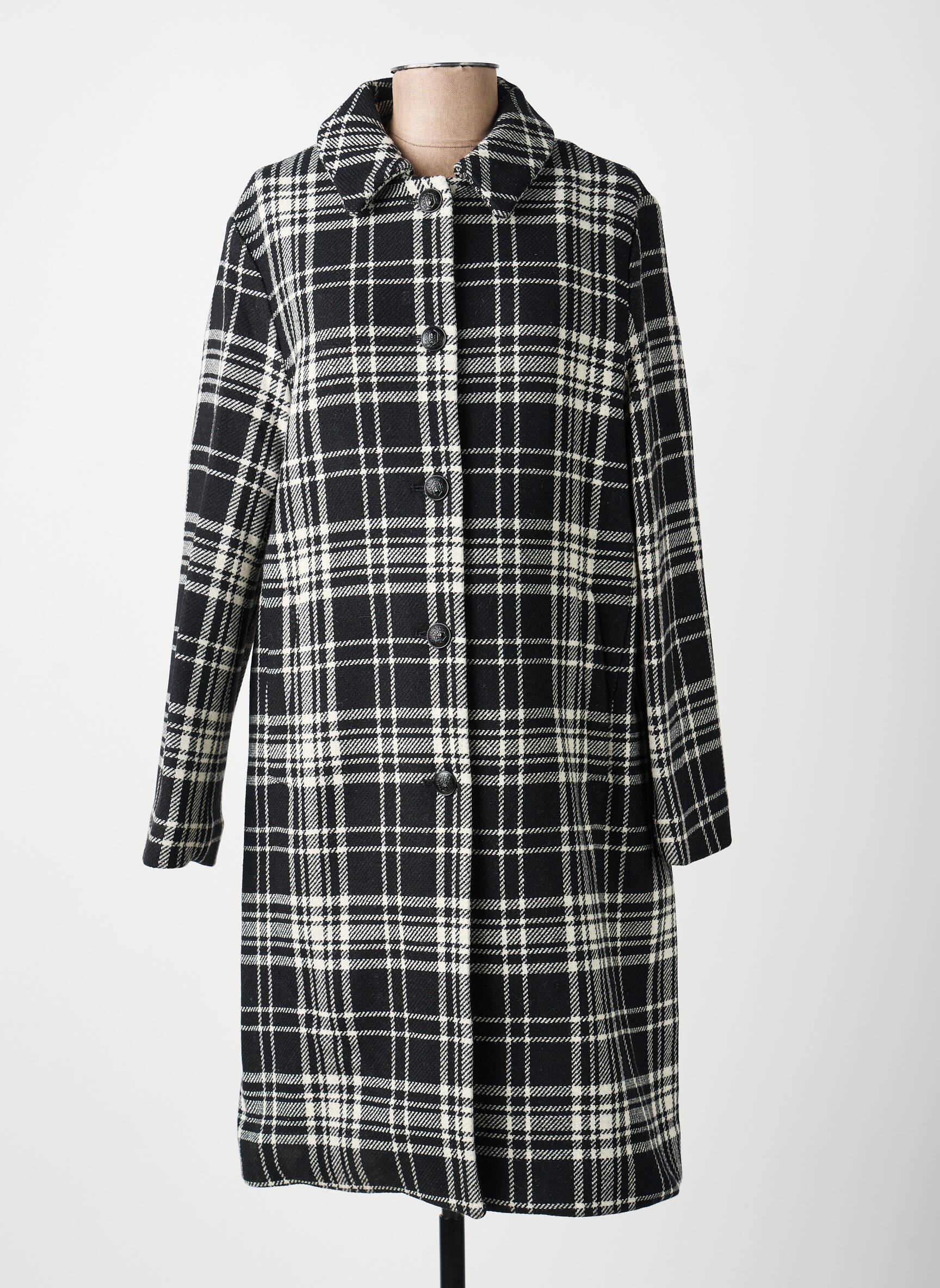 Palton lung croială dreaptă fără glugă negru THE KOOPLES femeie