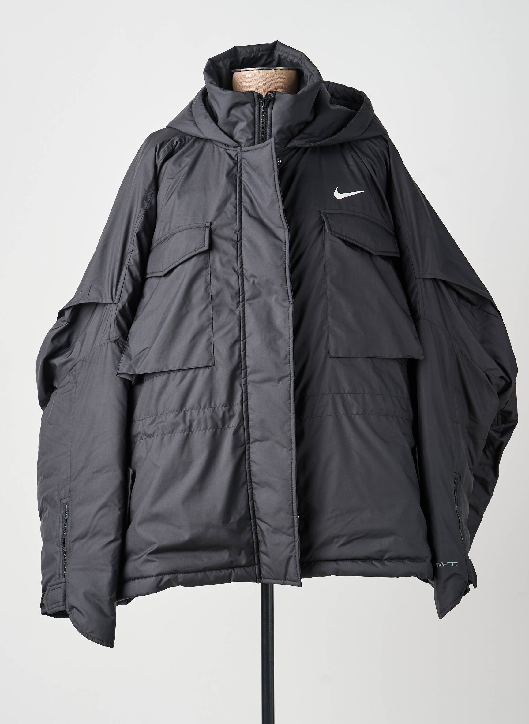 Jachetă vânt mâneci lungi cu glugă negru NIKE femeie