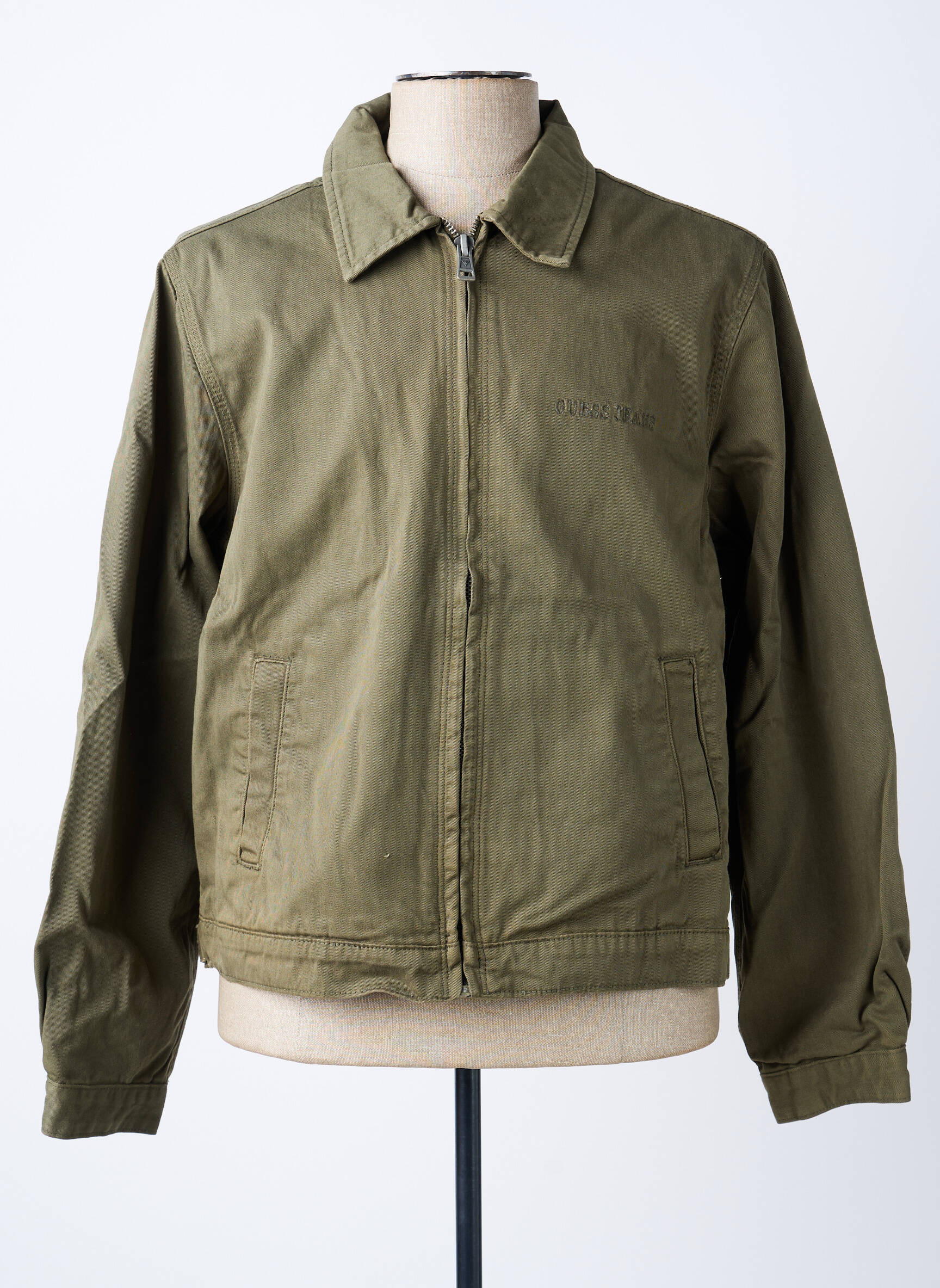 Jachete casual strânsă pe partea de jos verde GUESS bărbat