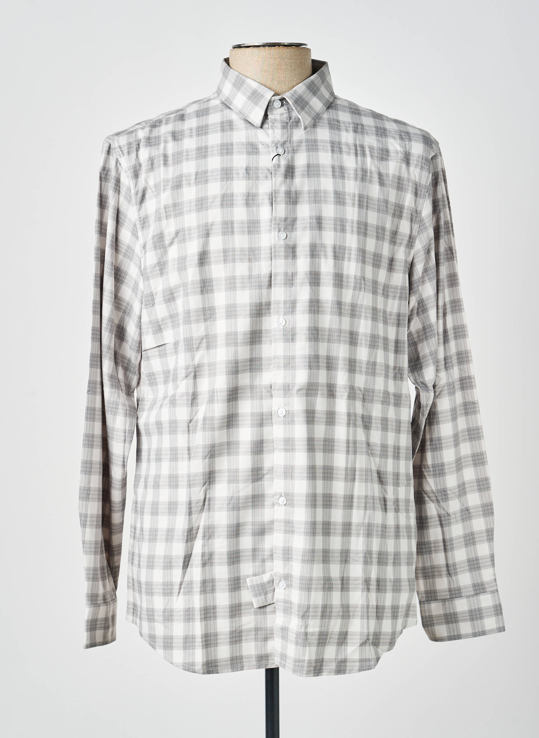 Cămașă cu mâneci lungi imprimeu carouri gri MARCIANO BY GUESS bărbat