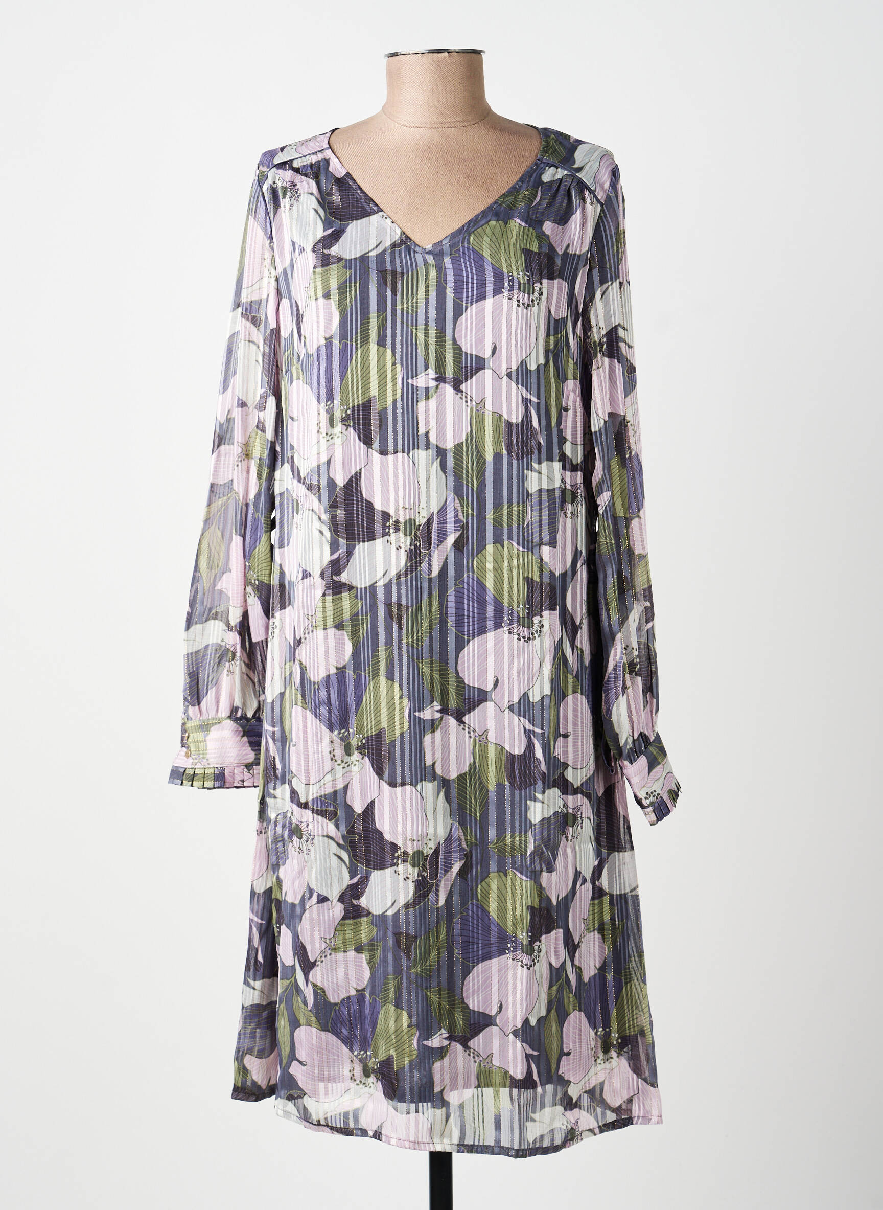 Rochie midi imprimeu fantezie mâneci lungi violet DAMART femeie