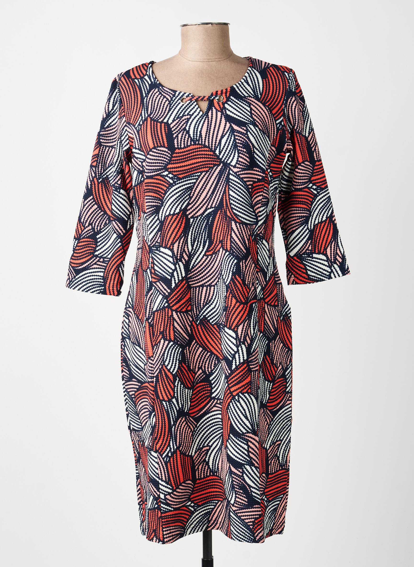 Rochie midi mâneci 3/4 mâneci 3/4 albastru DAMART femeie
