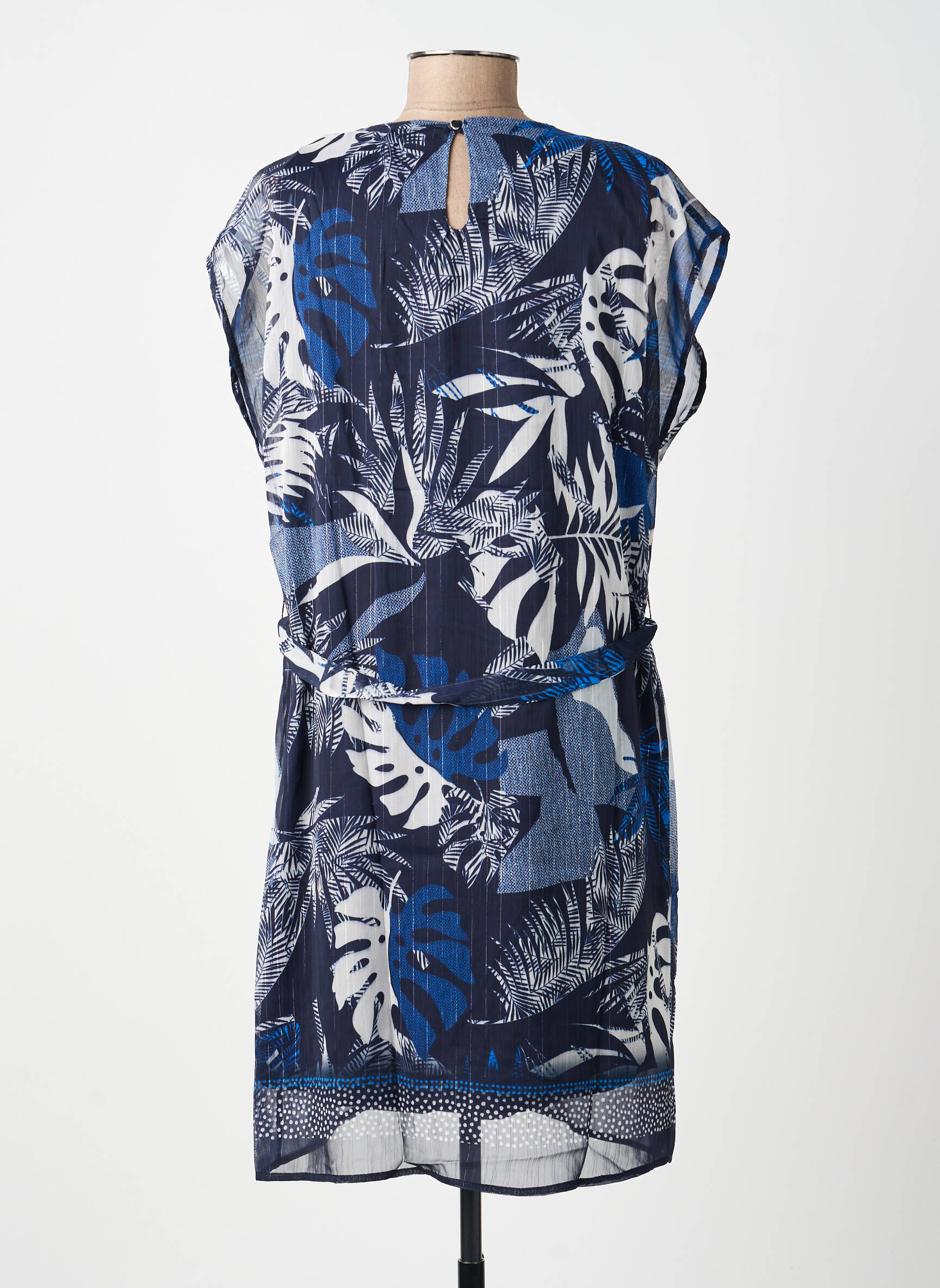 Rochie midi imprimeu fantezie mâneci scurte albastru BREAL femeie