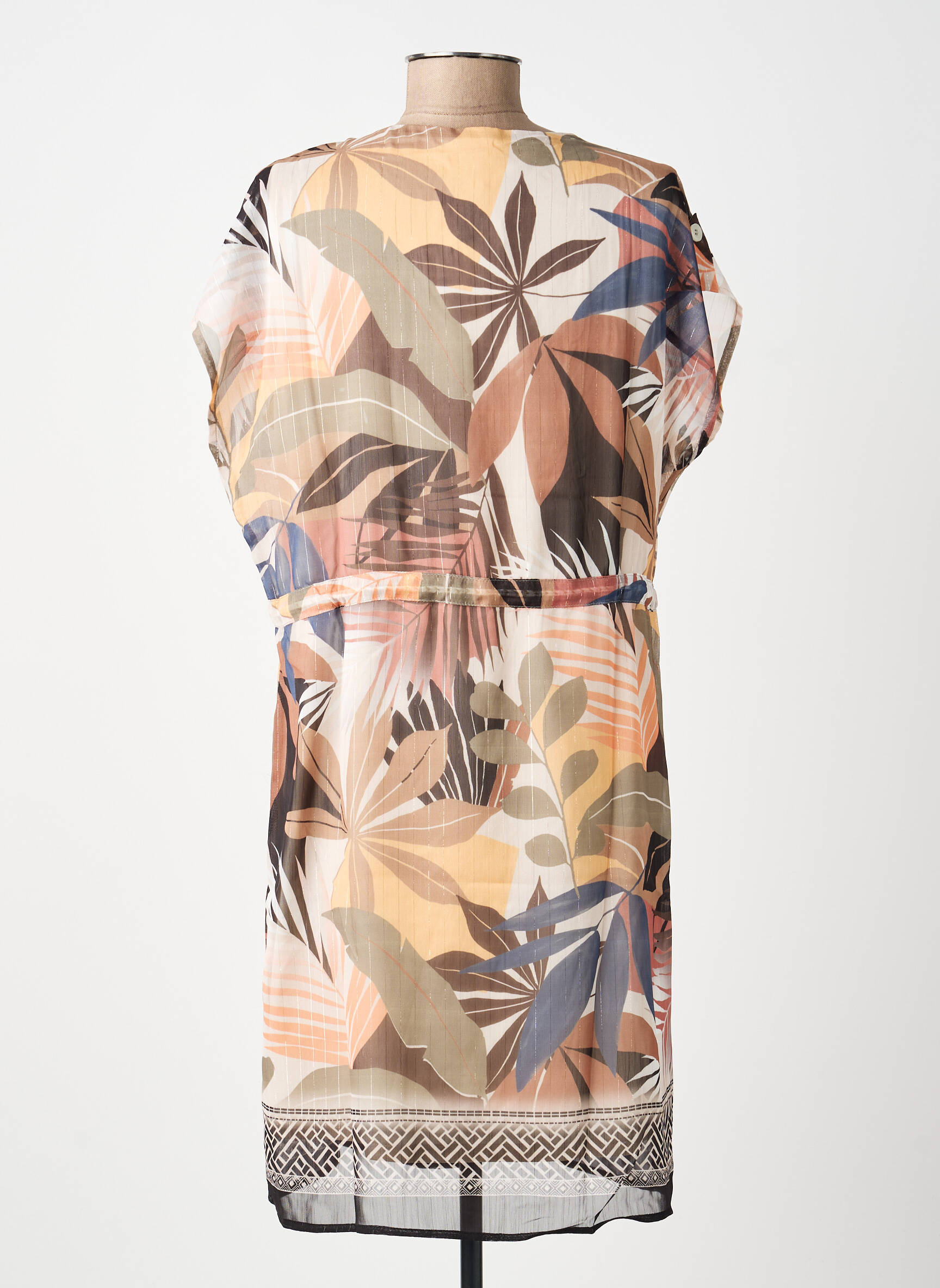 Rochie midi imprimeu fantezie mâneci scurte maro BREAL femeie