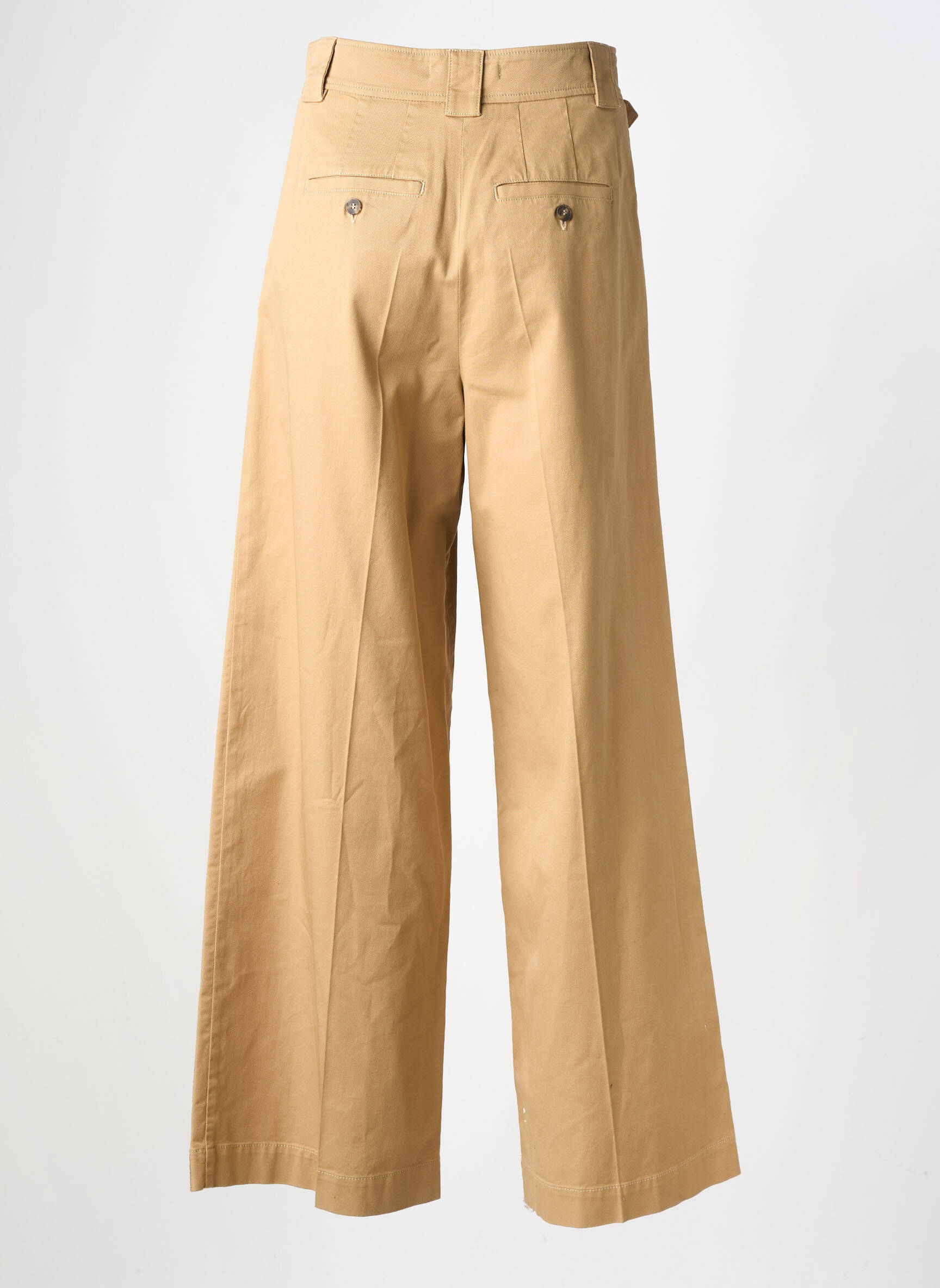 Pantalon larg țesătură poplin talie înaltă bej WEEKEND MAXMARA femeie