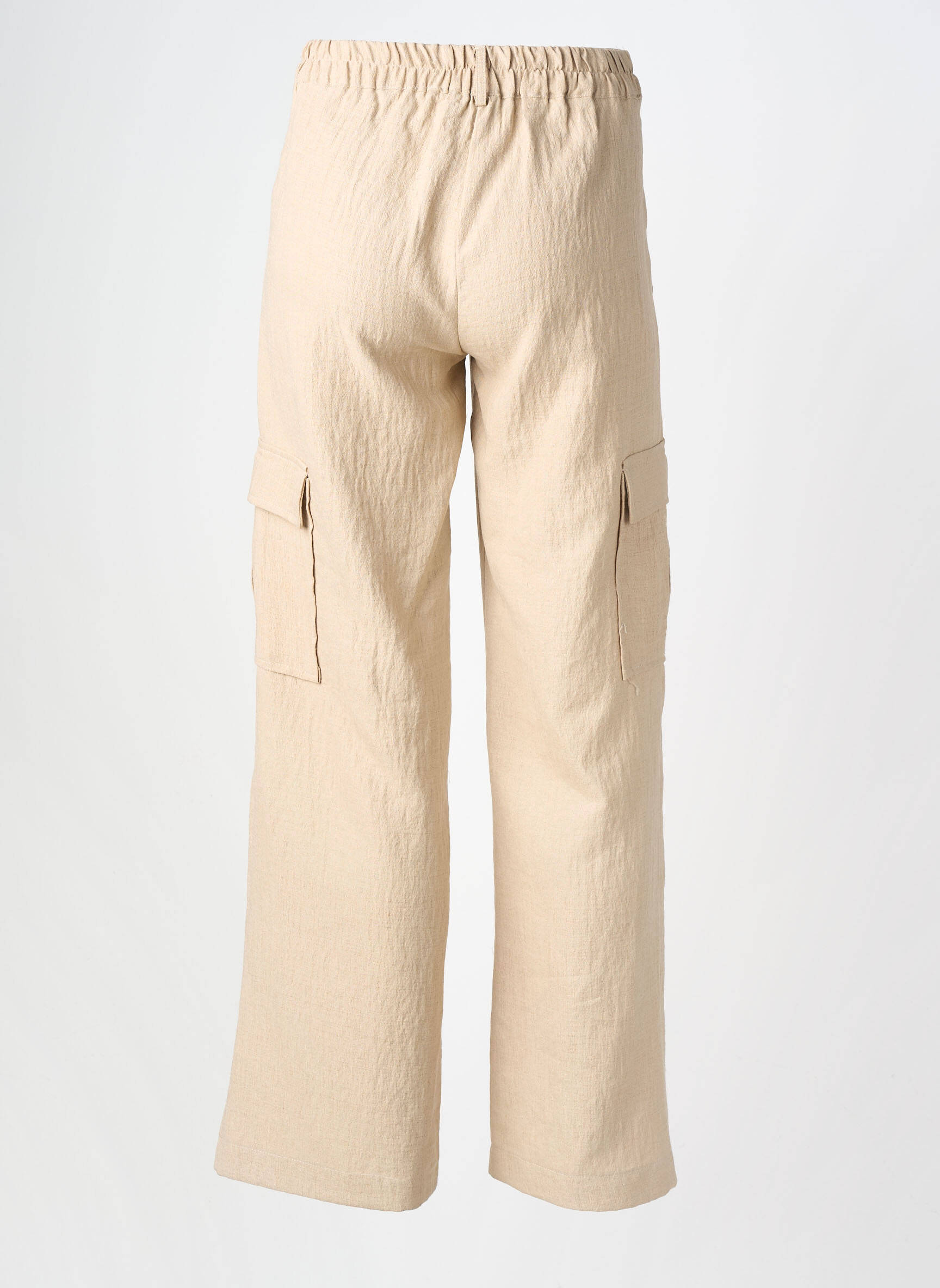 Pantalon cargo închidere cu fermoar sub clapetă cu nasturi talie înaltă bej SCARLET ROOS femeie