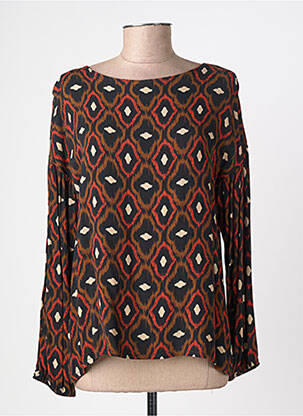 Bluză imprimeu fantezie mâneci lungi portocalie LA FÉE ATELIER BY LA FÉE MARABOUTÉE femeie