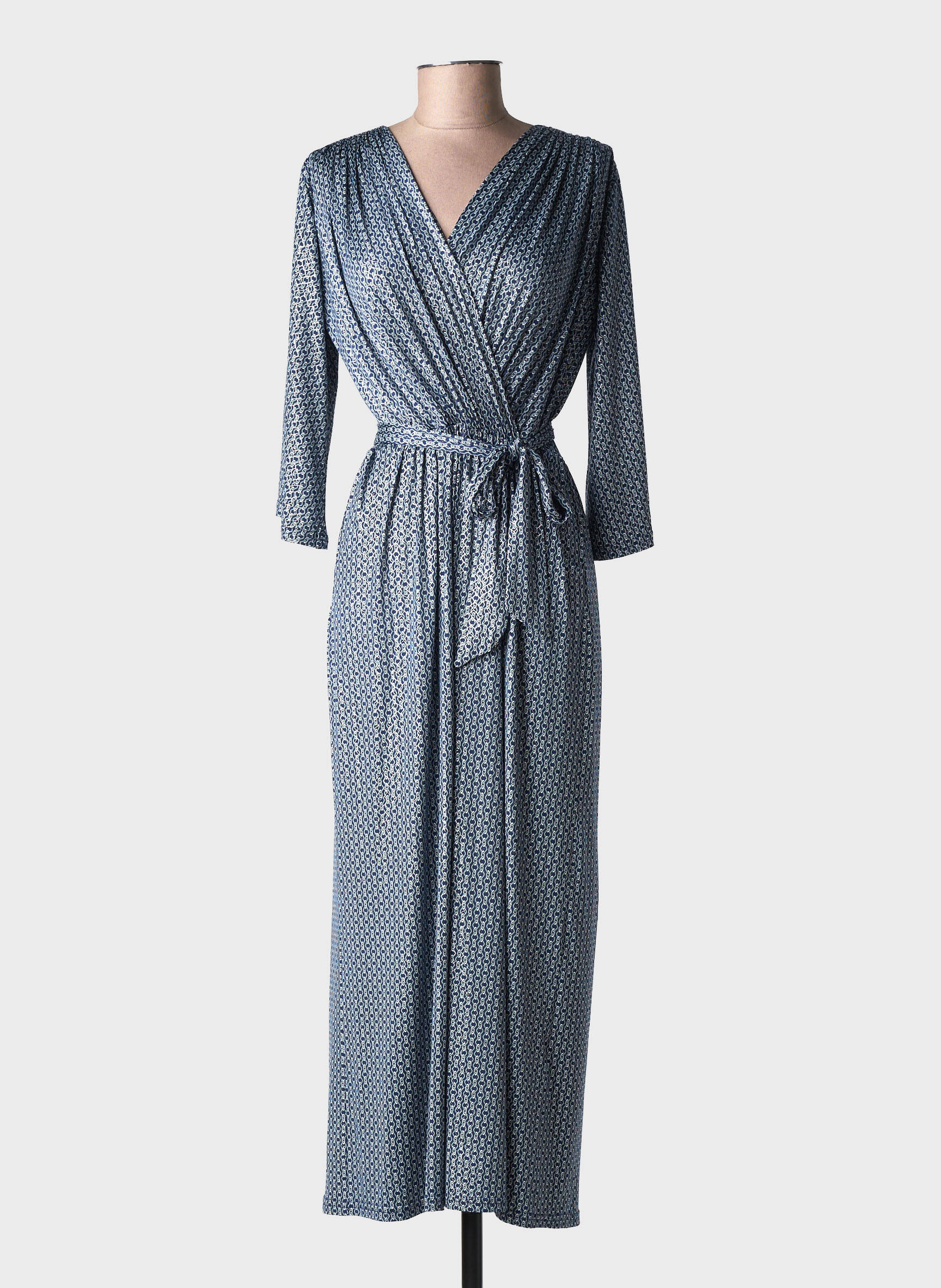 Rochie lungă mâneci lungi mâneci lungi albastru AU SOLEIL DE ST TROPEZ femeie