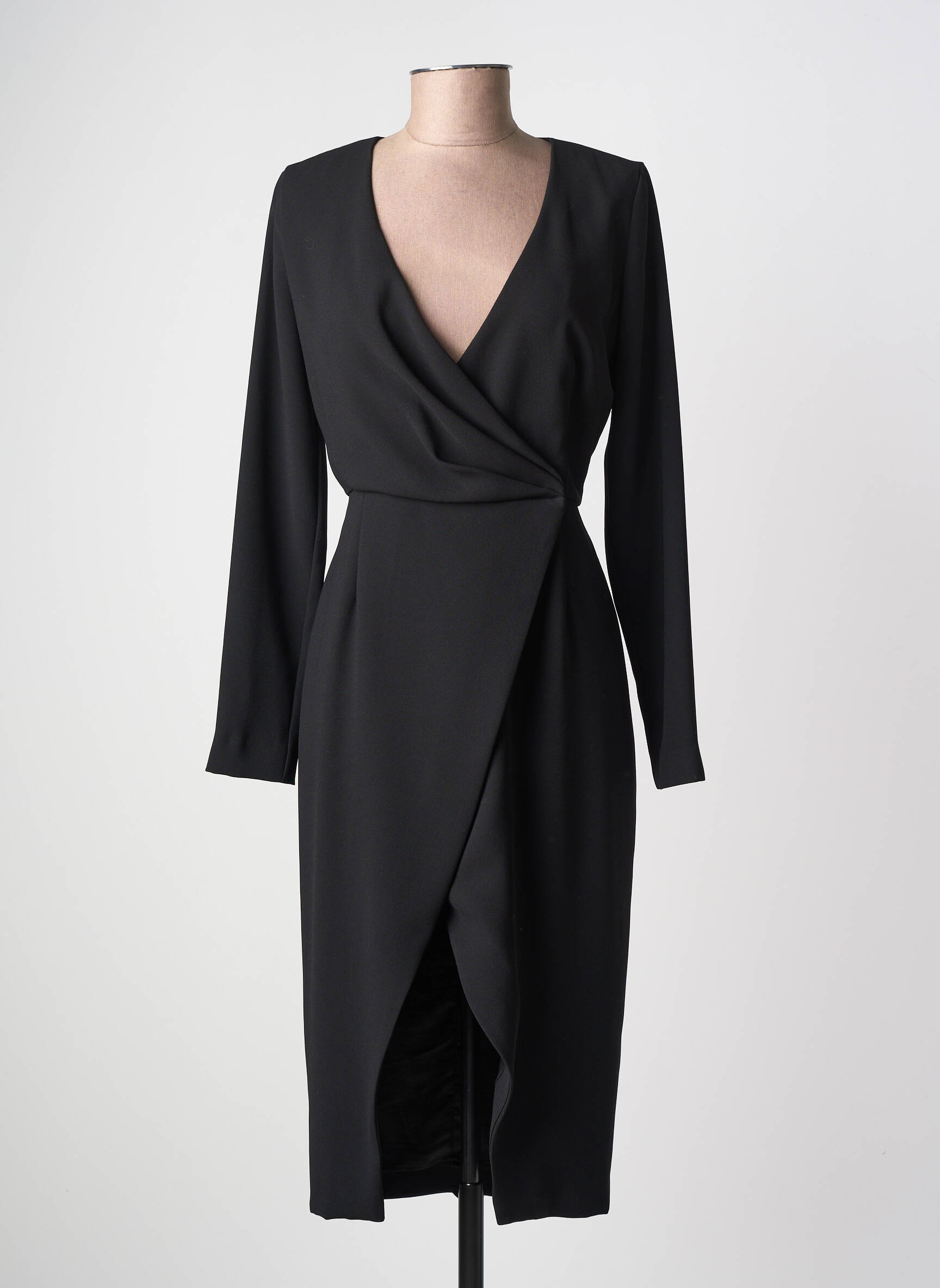 Rochie midi țesătură crep mâneci lungi negru PINKO femeie
