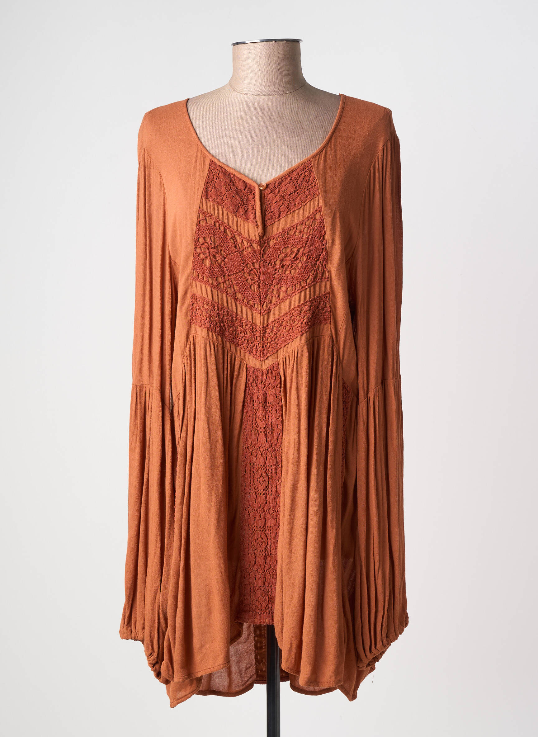 Rochie scurtă mâneci lungi mâneci lungi portocalie NOLITA femeie