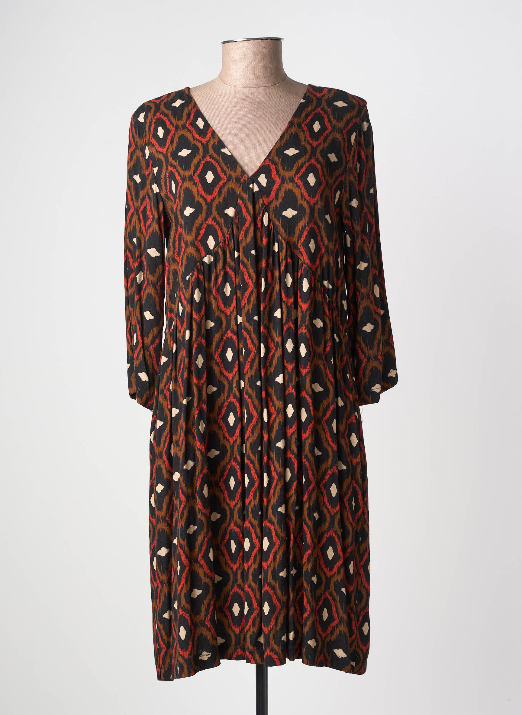 Rochie midi croială fluidă mâneci 3/4 portocalie LA FEE MARABOUTEE femeie