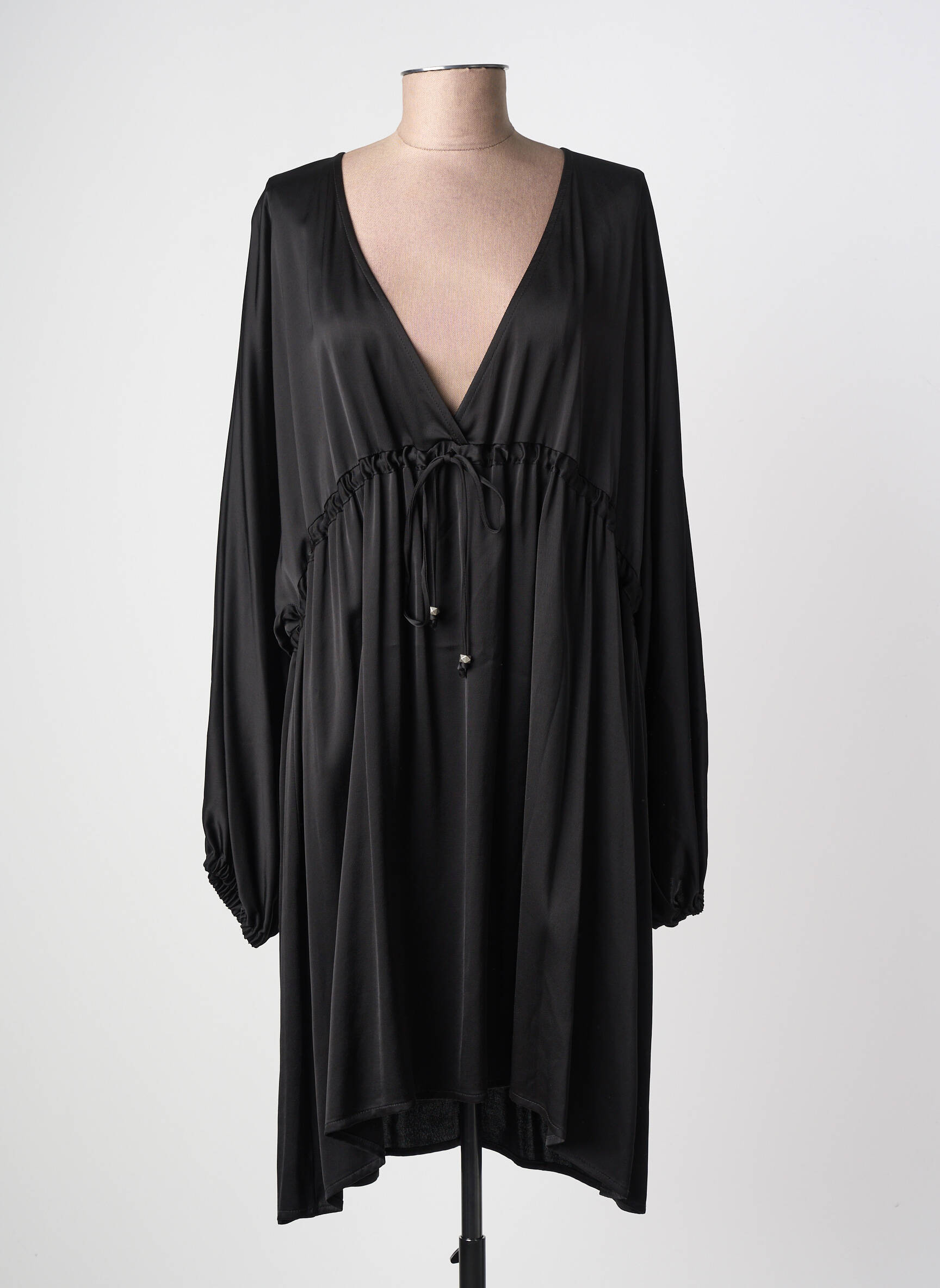 Rochie midi croială fluidă mâneci lungi negru OTTOD'AME femeie